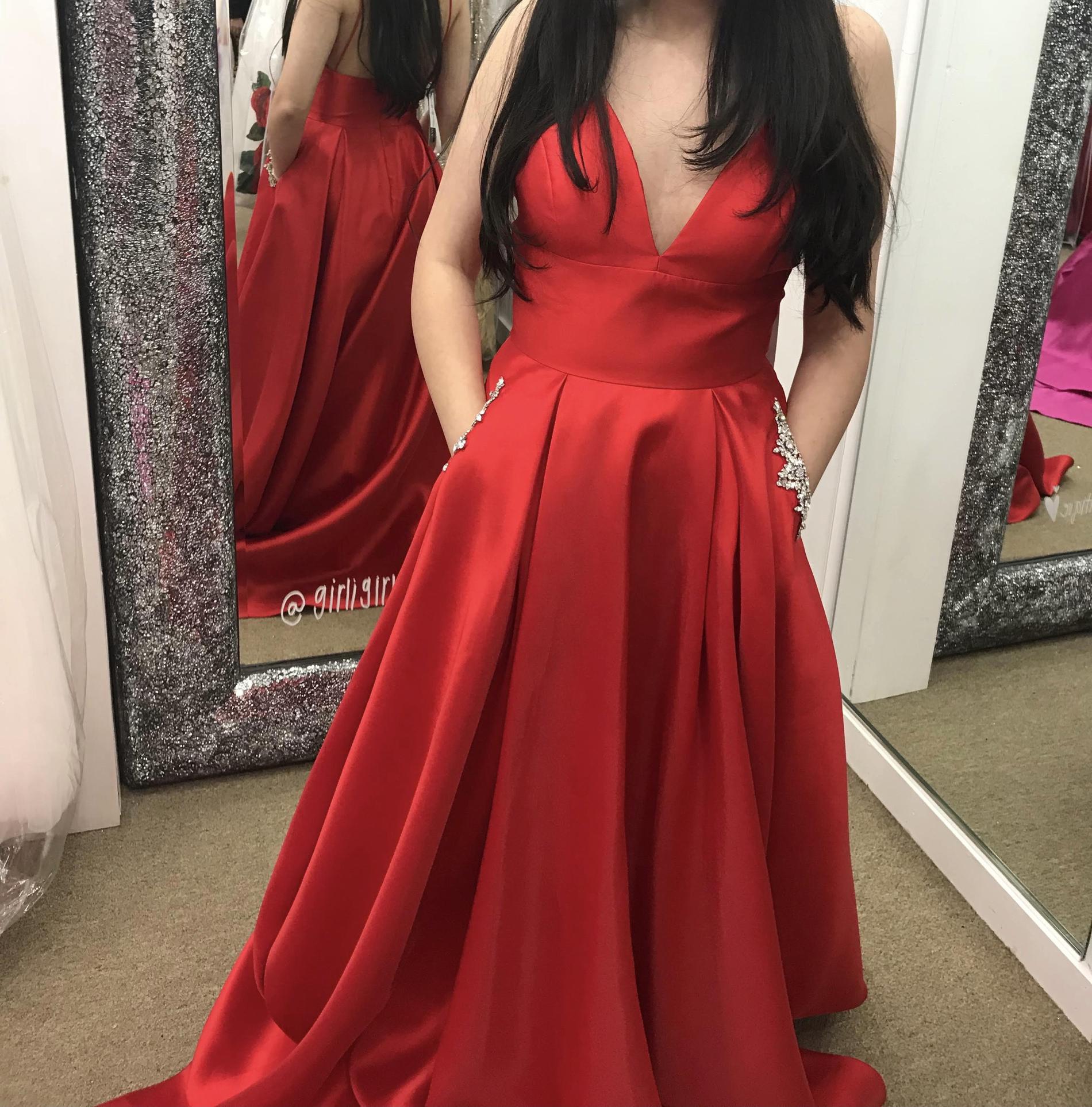 Sherri Hill Size 4 Prom Plunge Red A-line Dress on Queenly