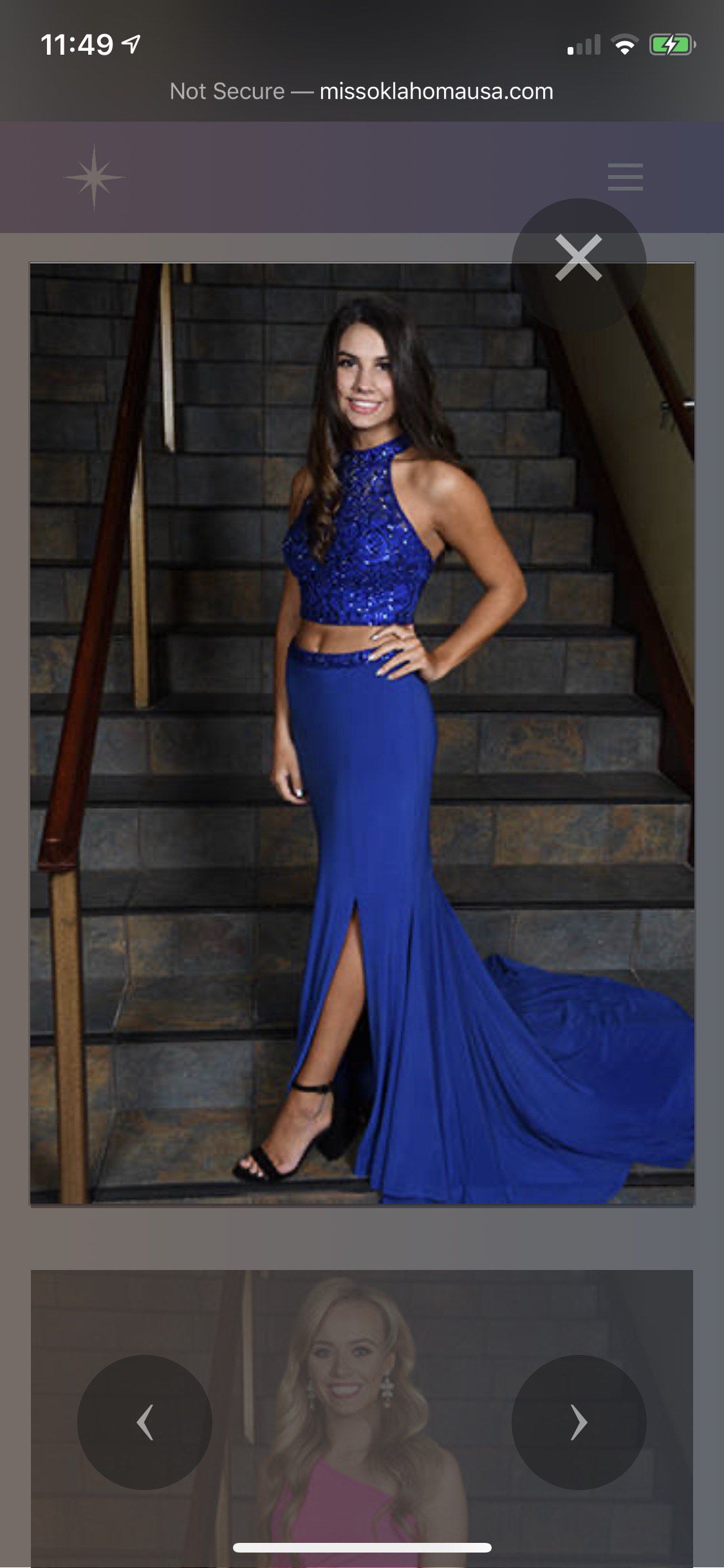 MoriLee Size 4 Prom High Neck Sequined Royal Blue Side Slit Dress on Queenly