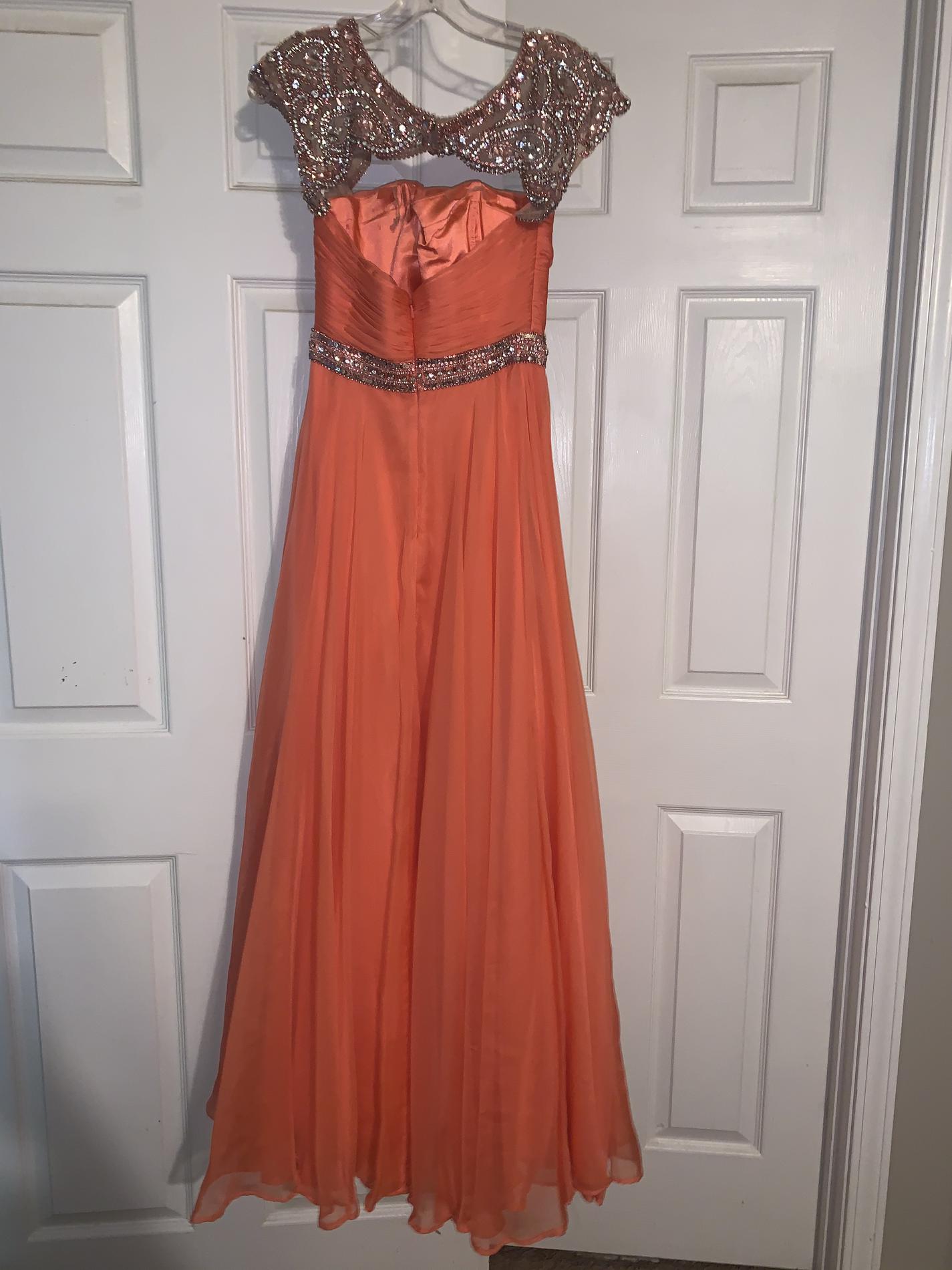 Sherri Hill Size 2 Prom Cap Sleeve Sequined Orange Floor Length Maxi on Queenly