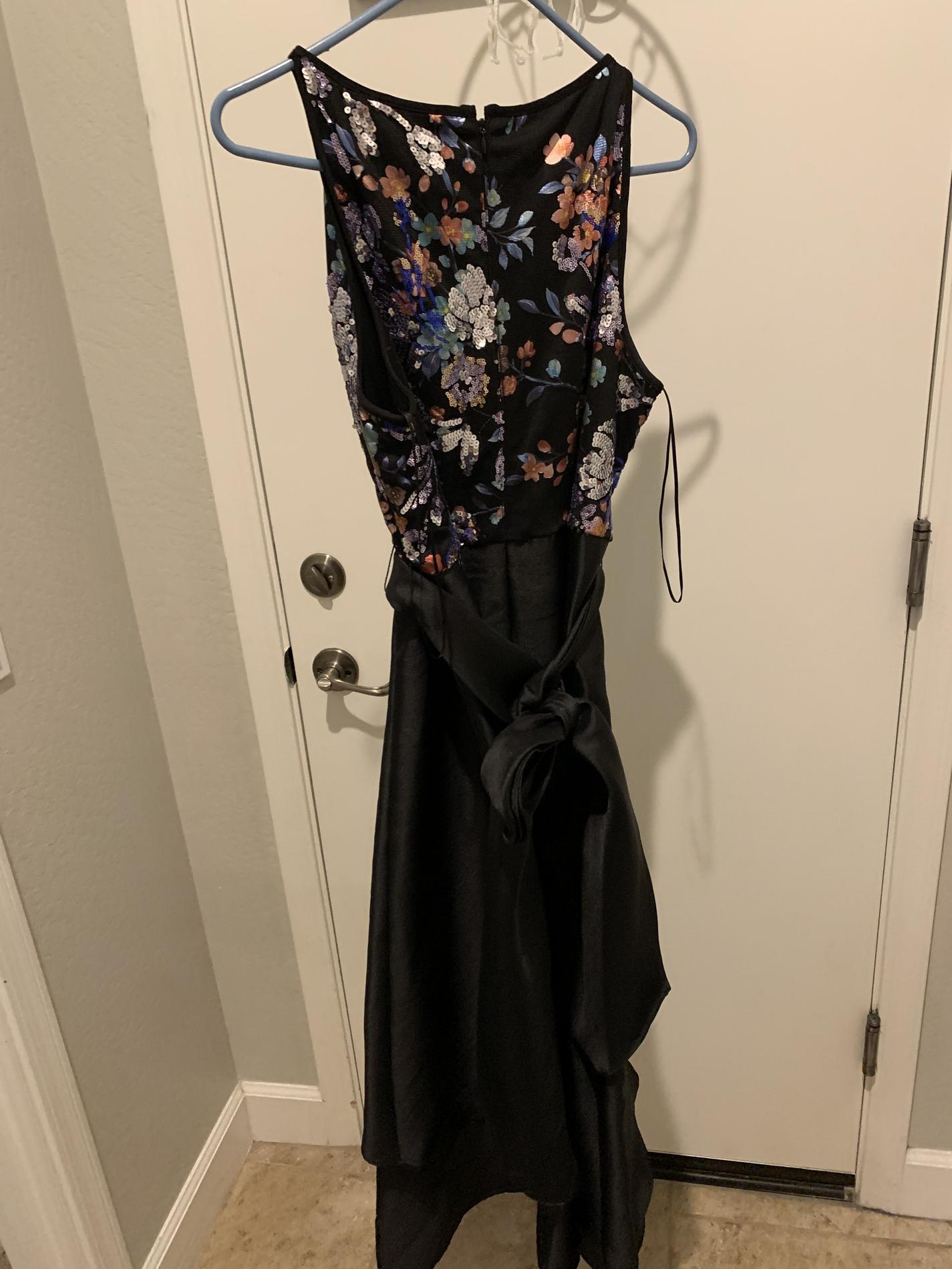 R&M Richards Size 14 Floral Black Ball Gown on Queenly