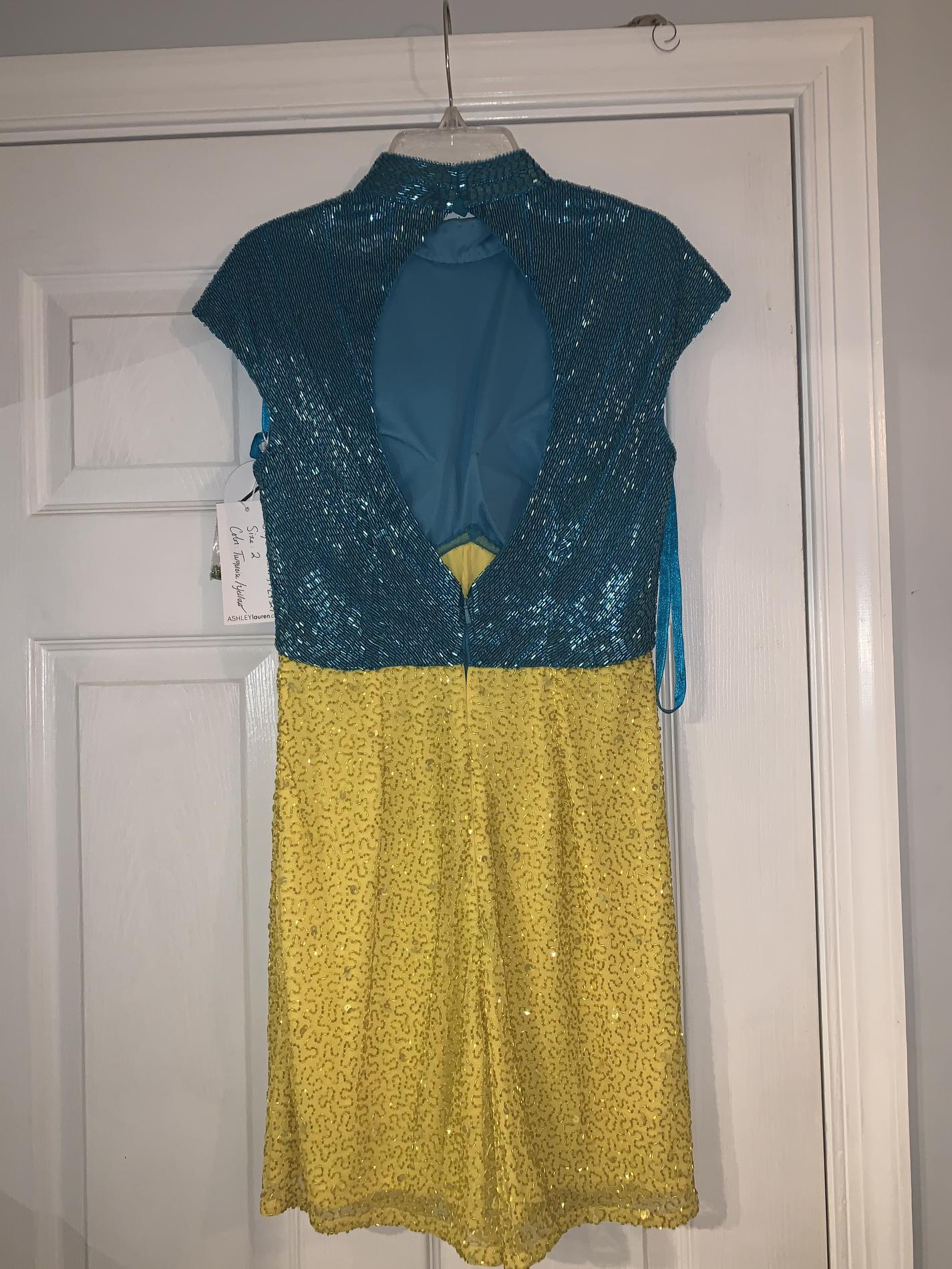 Ashley Lauren Size 2 Turquoise Multicolor Formal Jumpsuit on Queenly