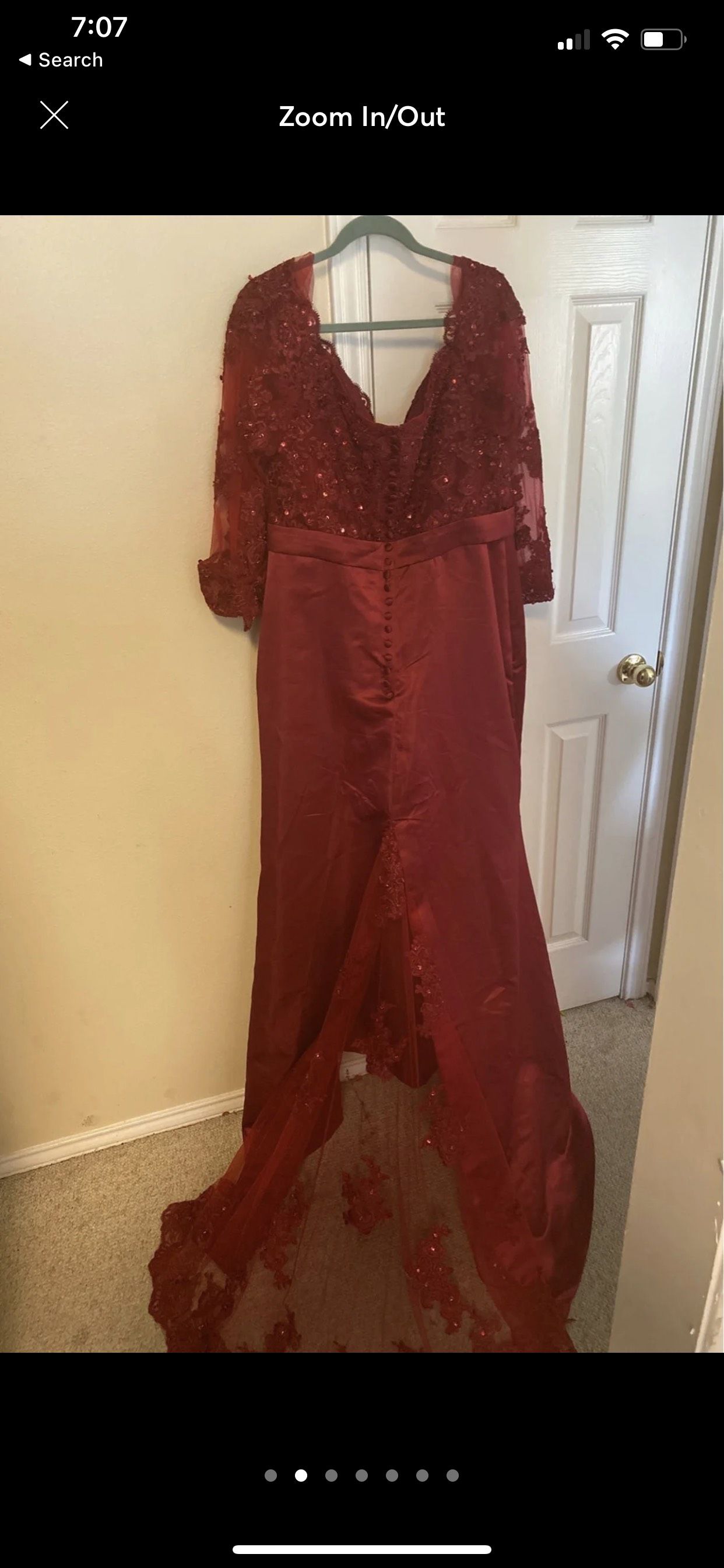 LaLa Mira Plus Size 22 Prom Long Sleeve Lace Burgundy Red Dress With Train on Queenly