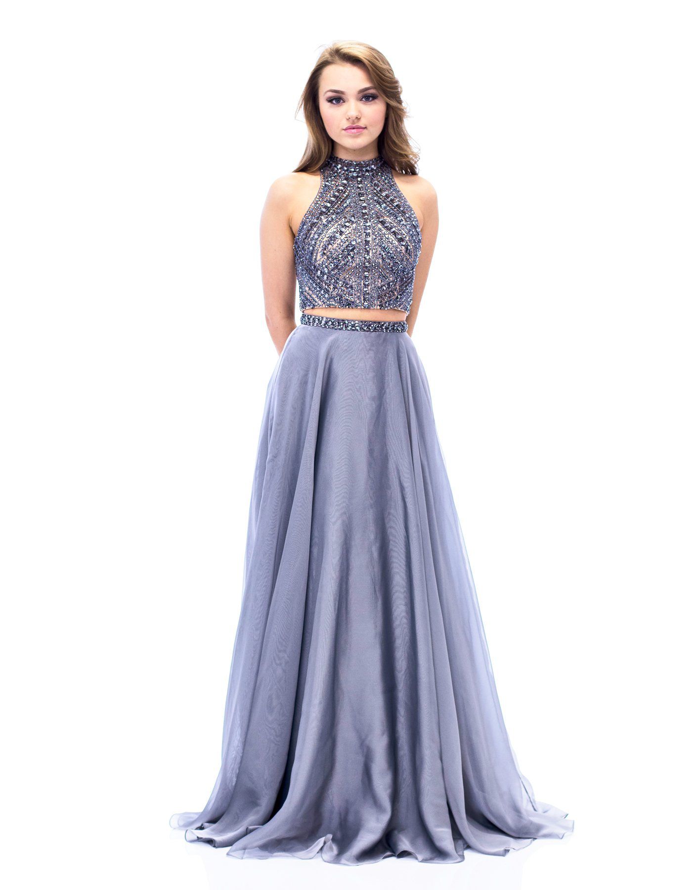 Style E1940 Milano Formals Size 0 Prom Silver A-line Dress on Queenly