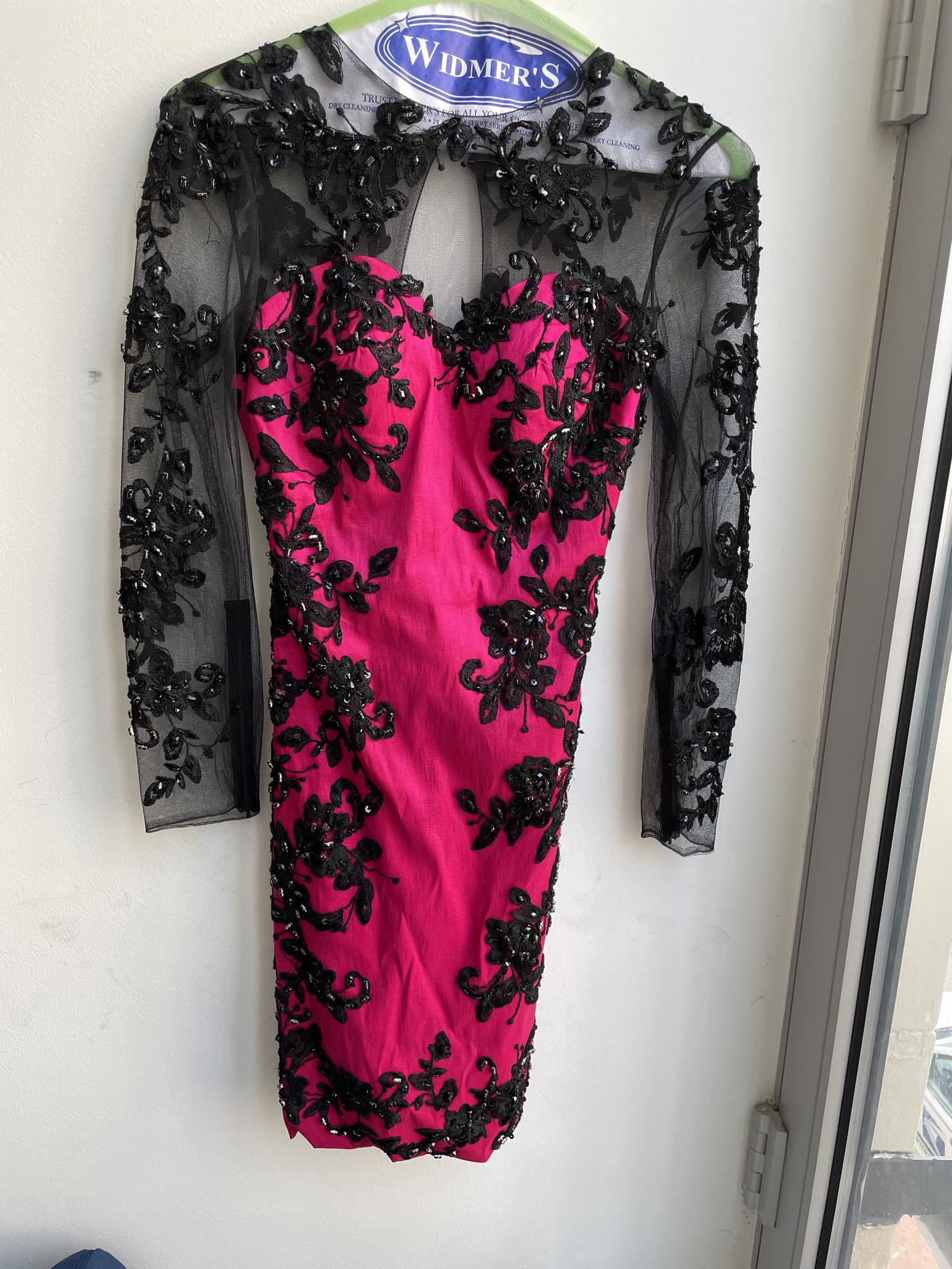 Mac Duggal Size 6 Homecoming Long Sleeve Hot Pink Cocktail Dress on Queenly