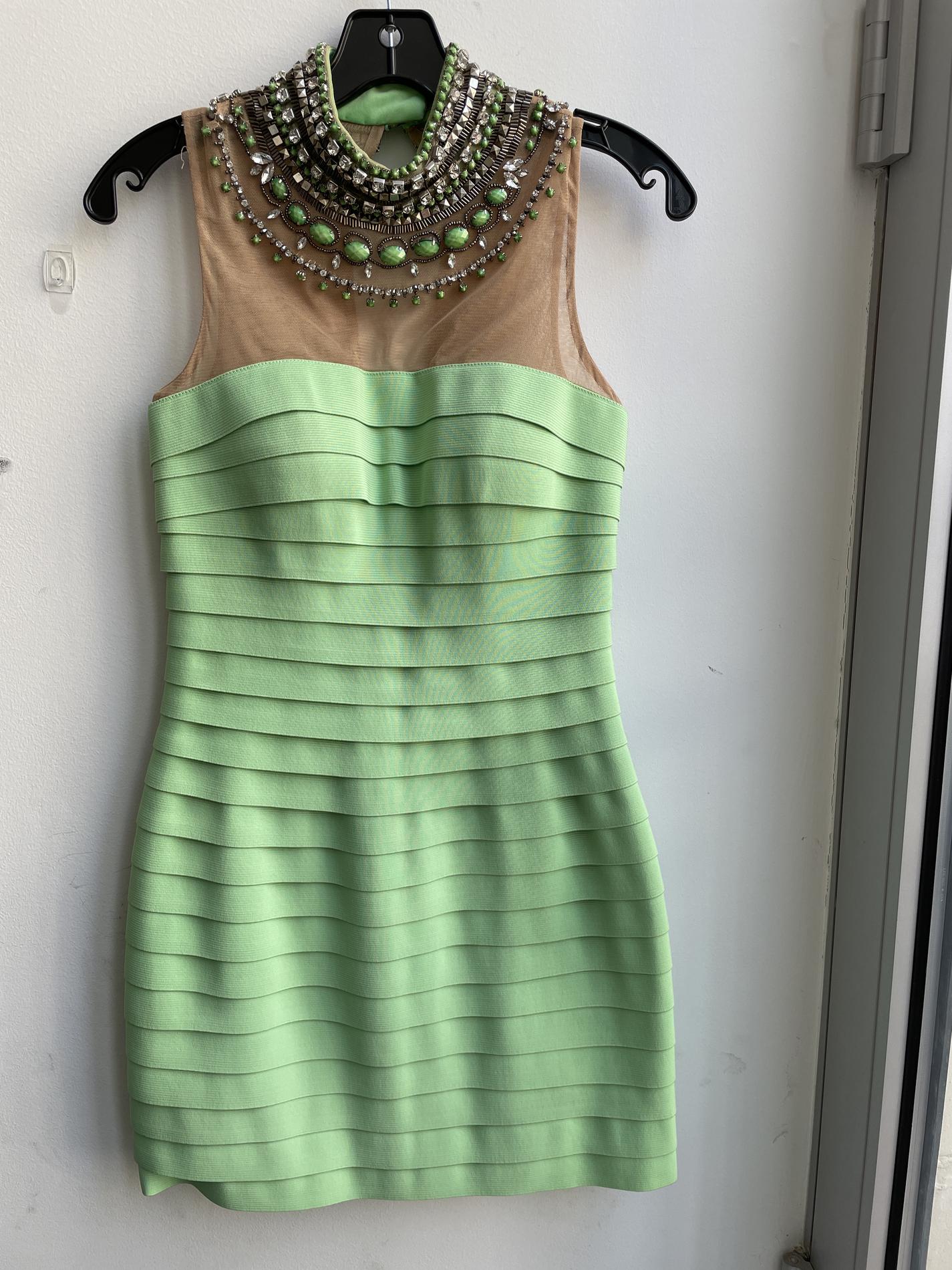 Sherri Hill Size 4 Homecoming High Neck Lime Green Cocktail Dress on Queenly