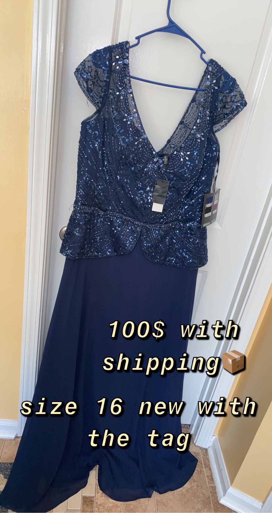 Plus Size 16 Wedding Guest Navy Blue A-line Dress on Queenly