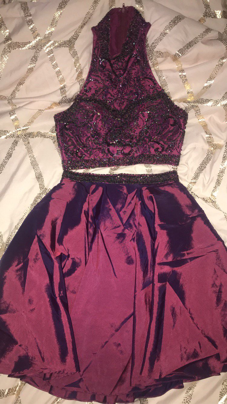 Sherri Hill Size 2 Homecoming High Neck Satin Hot Pink Cocktail Dress on Queenly