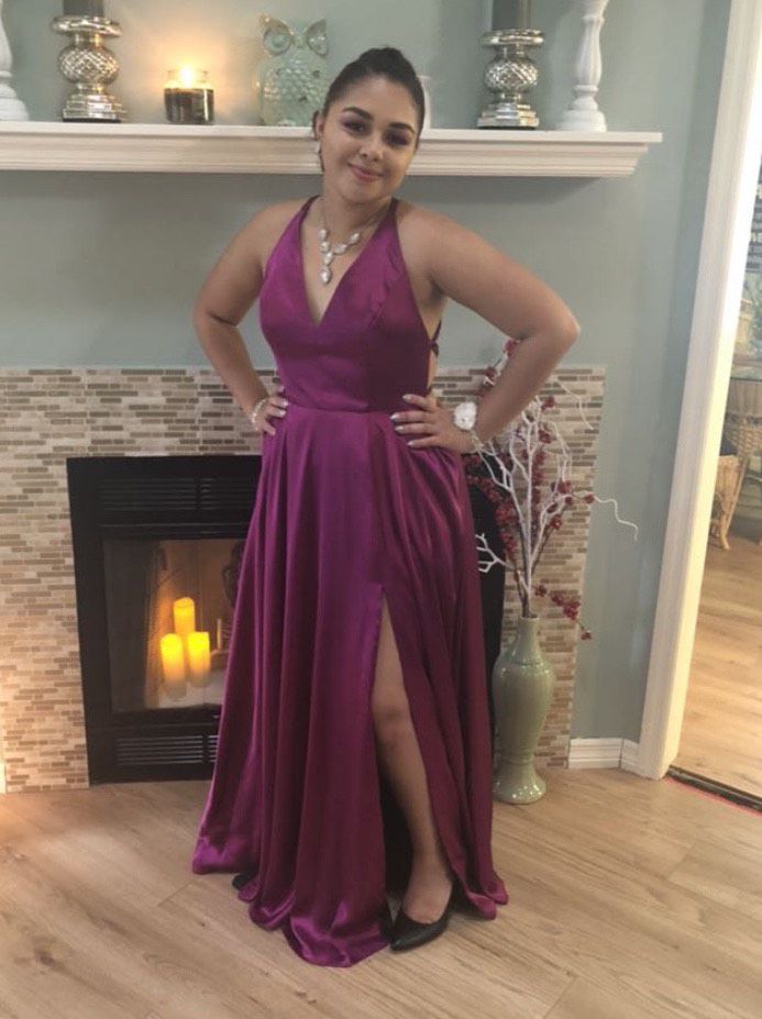 Size 10 Prom Satin Purple A-line Dress on Queenly