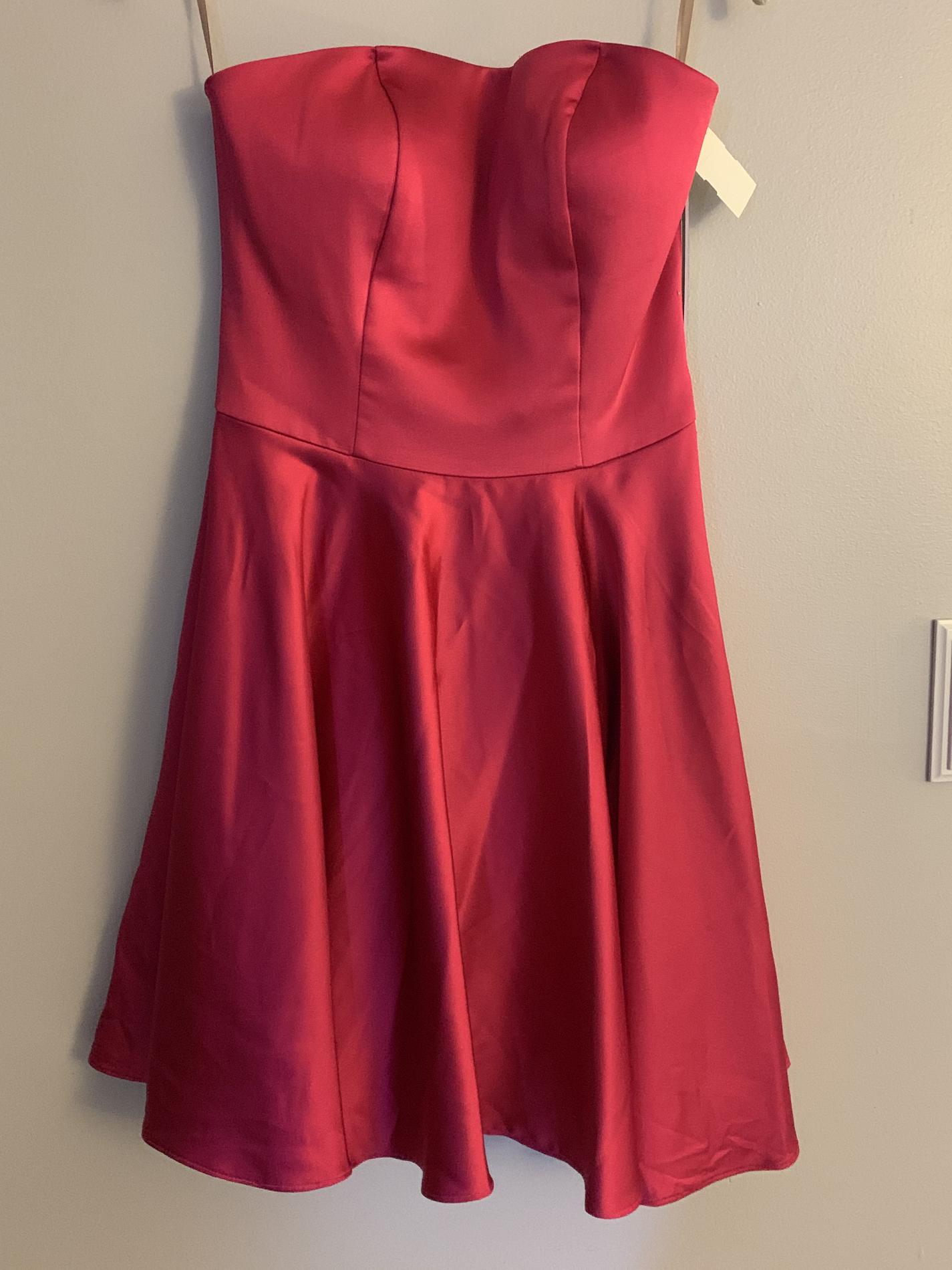 Jovani Size 2 Homecoming Strapless Satin Hot Pink Cocktail Dress on Queenly