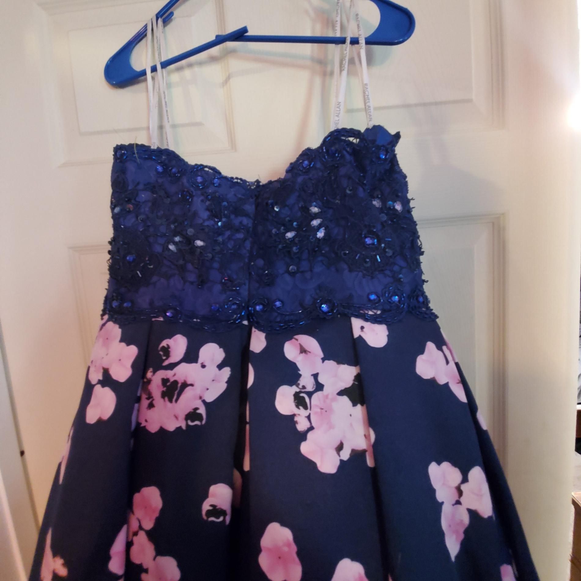 Size 14 Prom Strapless Floral Multicolor Ball Gown on Queenly