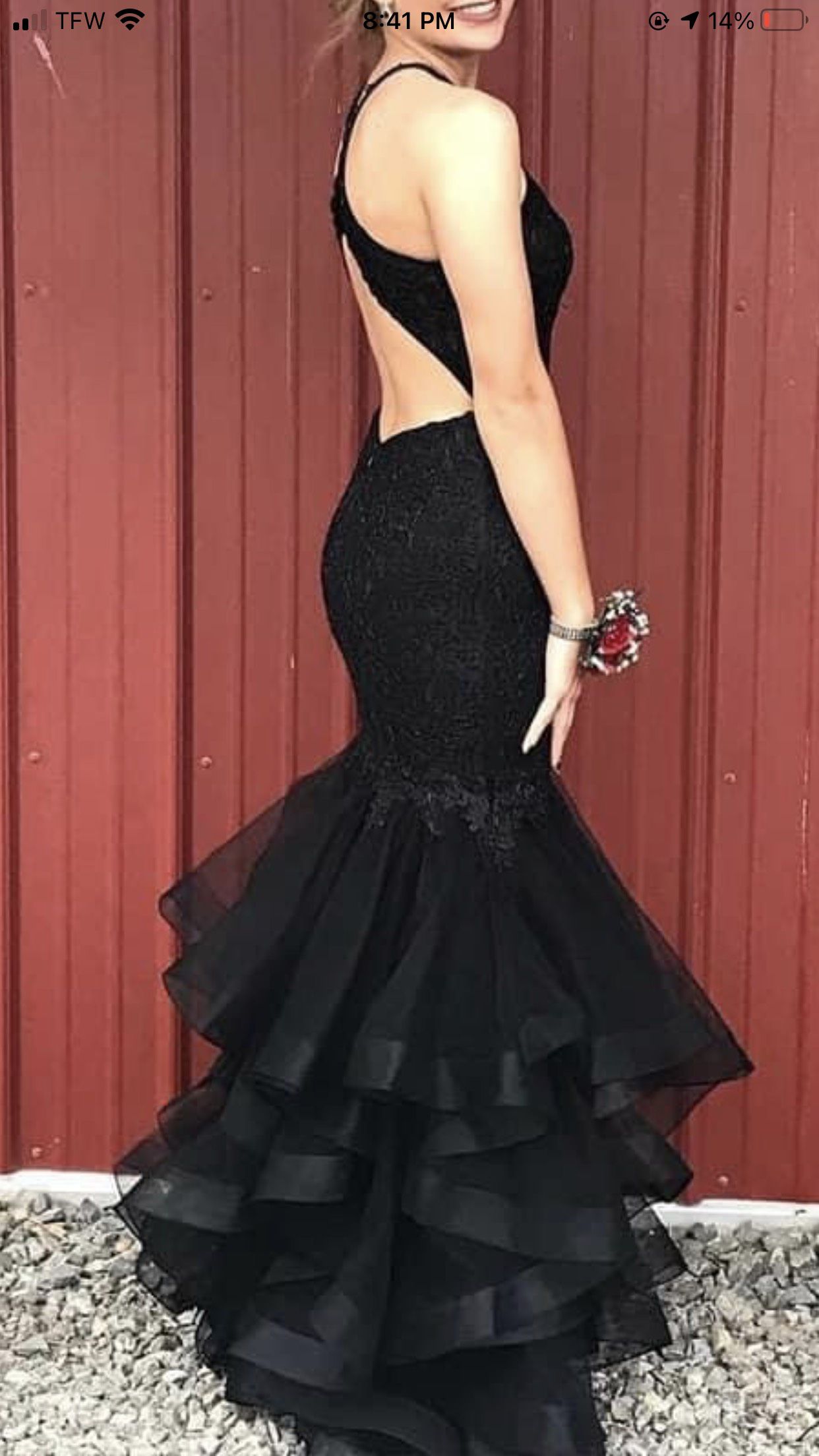 Size 2 Prom Halter Black Mermaid Dress on Queenly