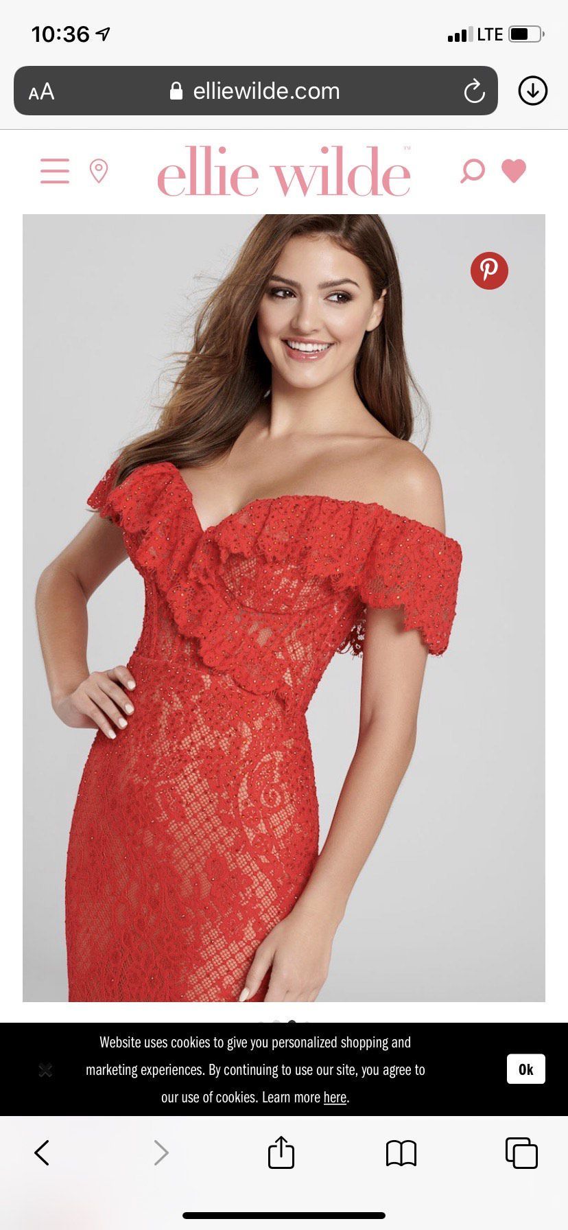 Style EW120089 Ellie Wilde Size 10 Off The Shoulder Lace Red Mermaid Dress on Queenly