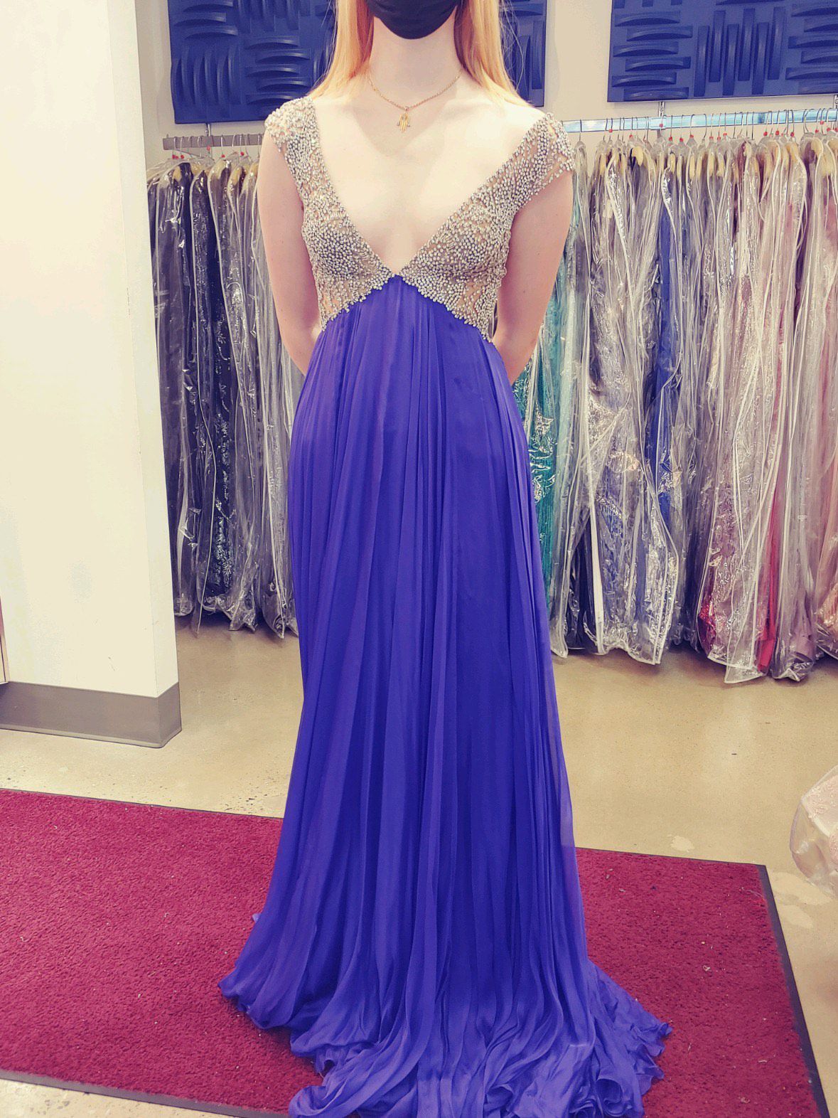 Sherri Hill Size 4 Prom Plunge Satin Purple A-line Dress on Queenly