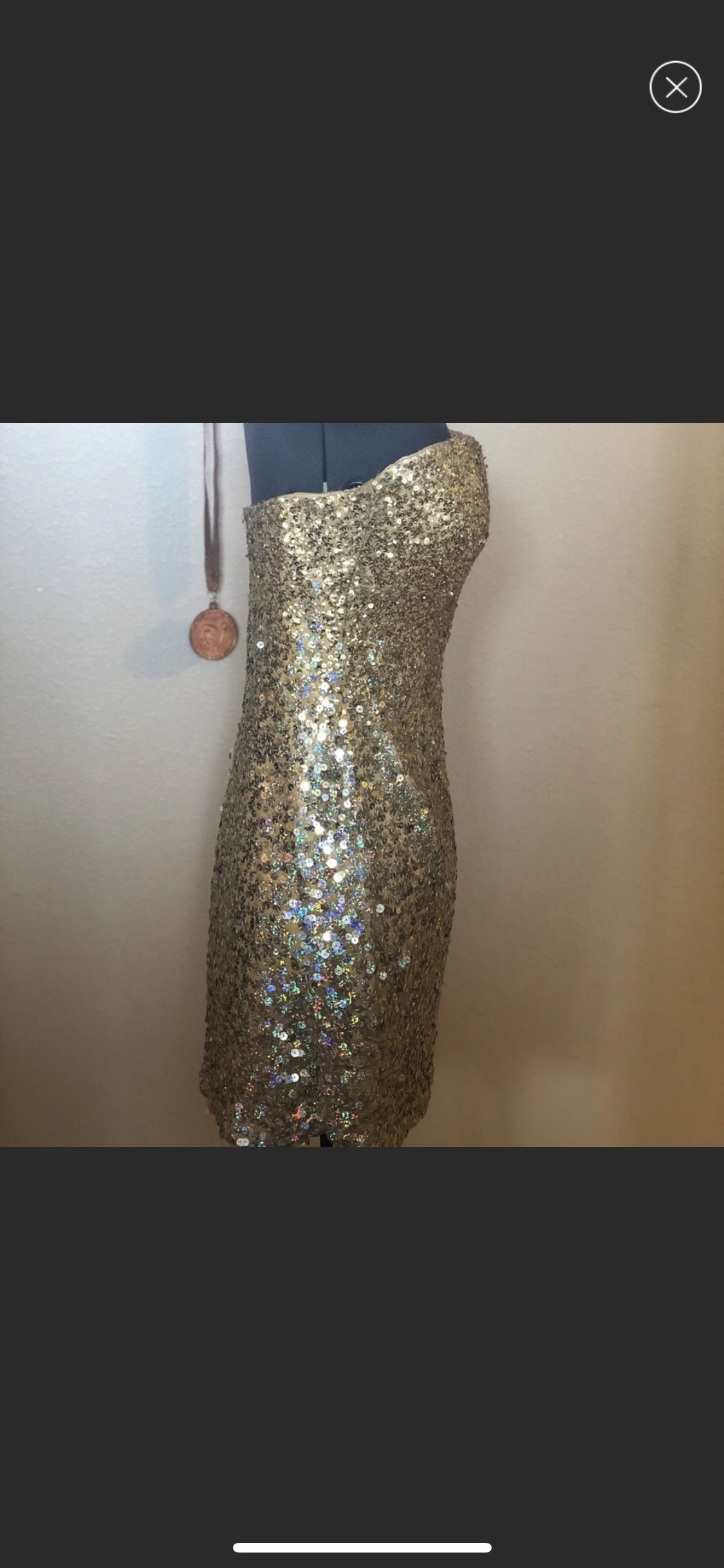 Tony Bowls Gold Size 2 Holiday Fully-beaded Strapless Cocktail Dress on Queenly