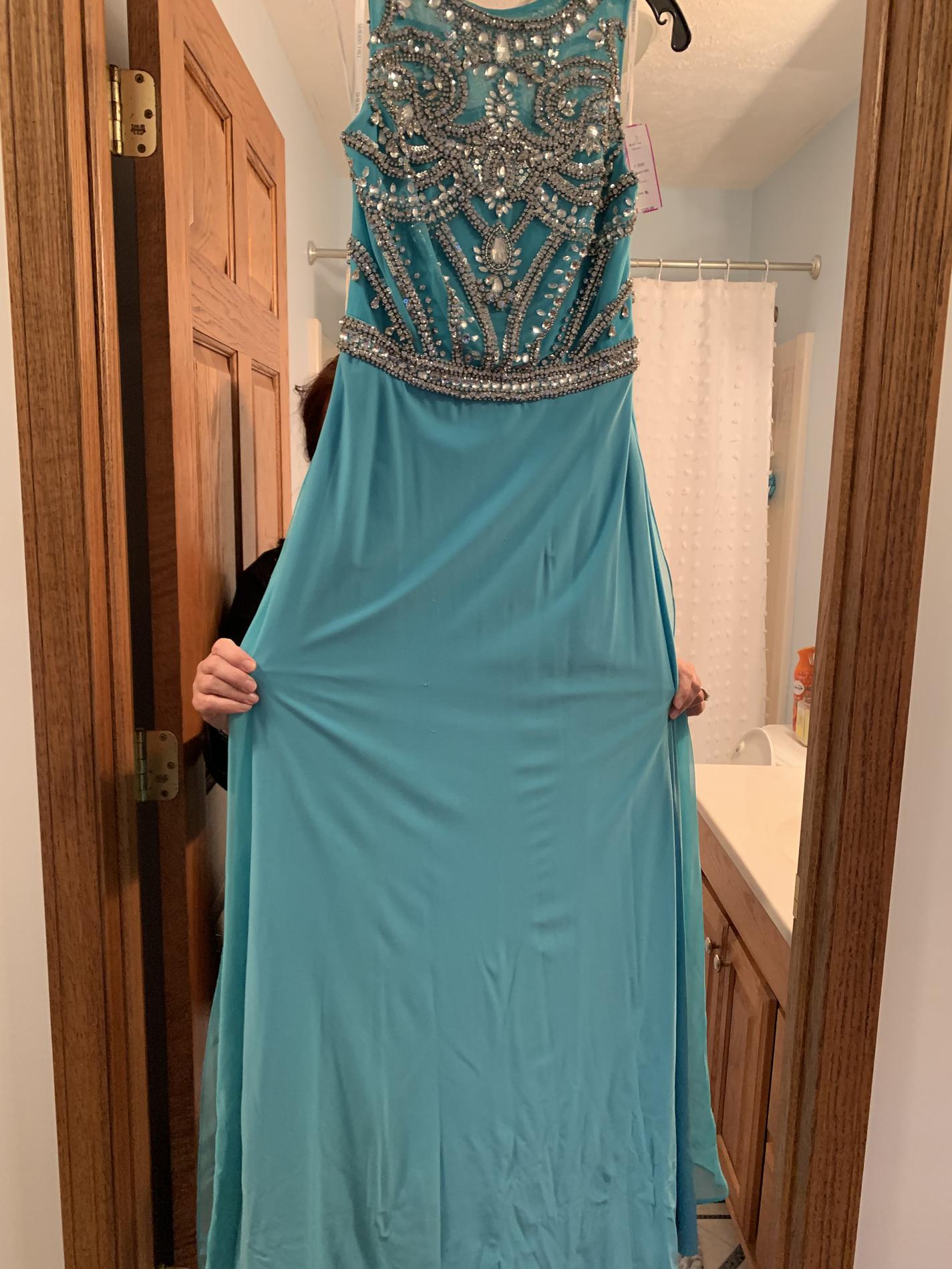 Sherri Hill Blue Size 8 Beaded Top Short Height Prom Straight Dress on Queenly