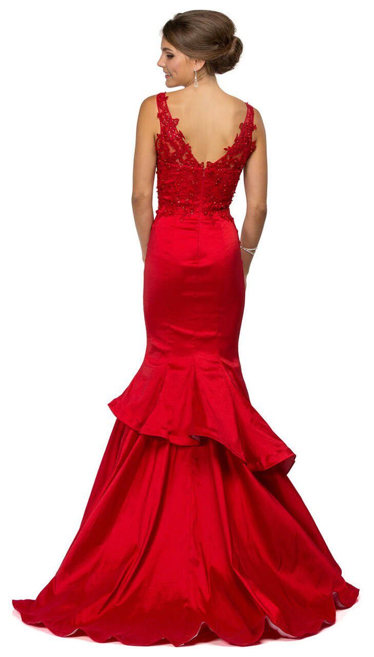 Size 0 Pageant Lace Red Mermaid Dress on Queenly