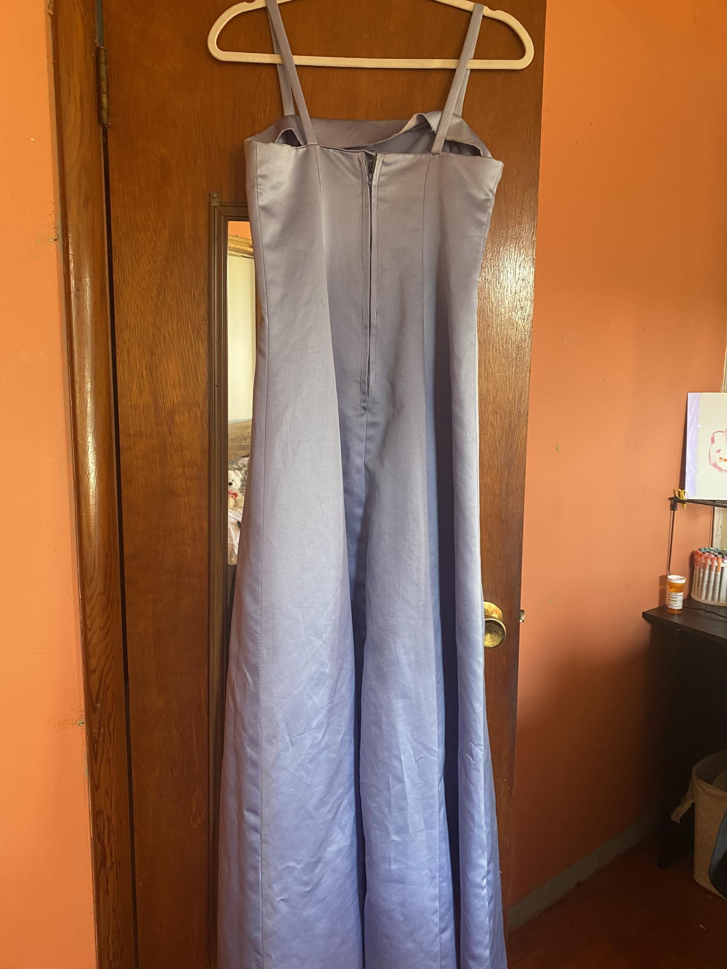 Size 6 Satin Blue Floor Length Maxi on Queenly