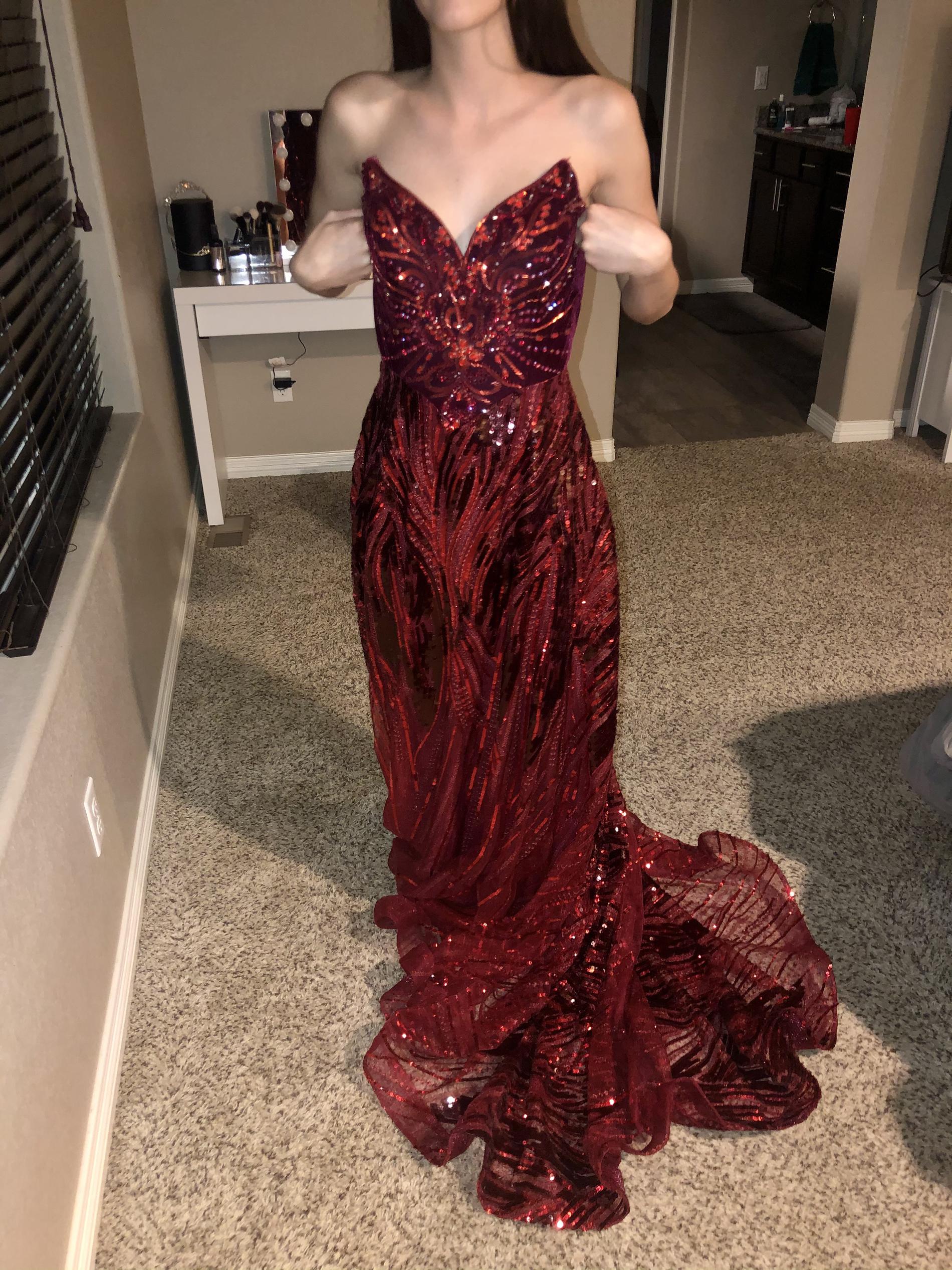 Johnathan Kayne Size 4 Prom Velvet Red A-line Dress on Queenly
