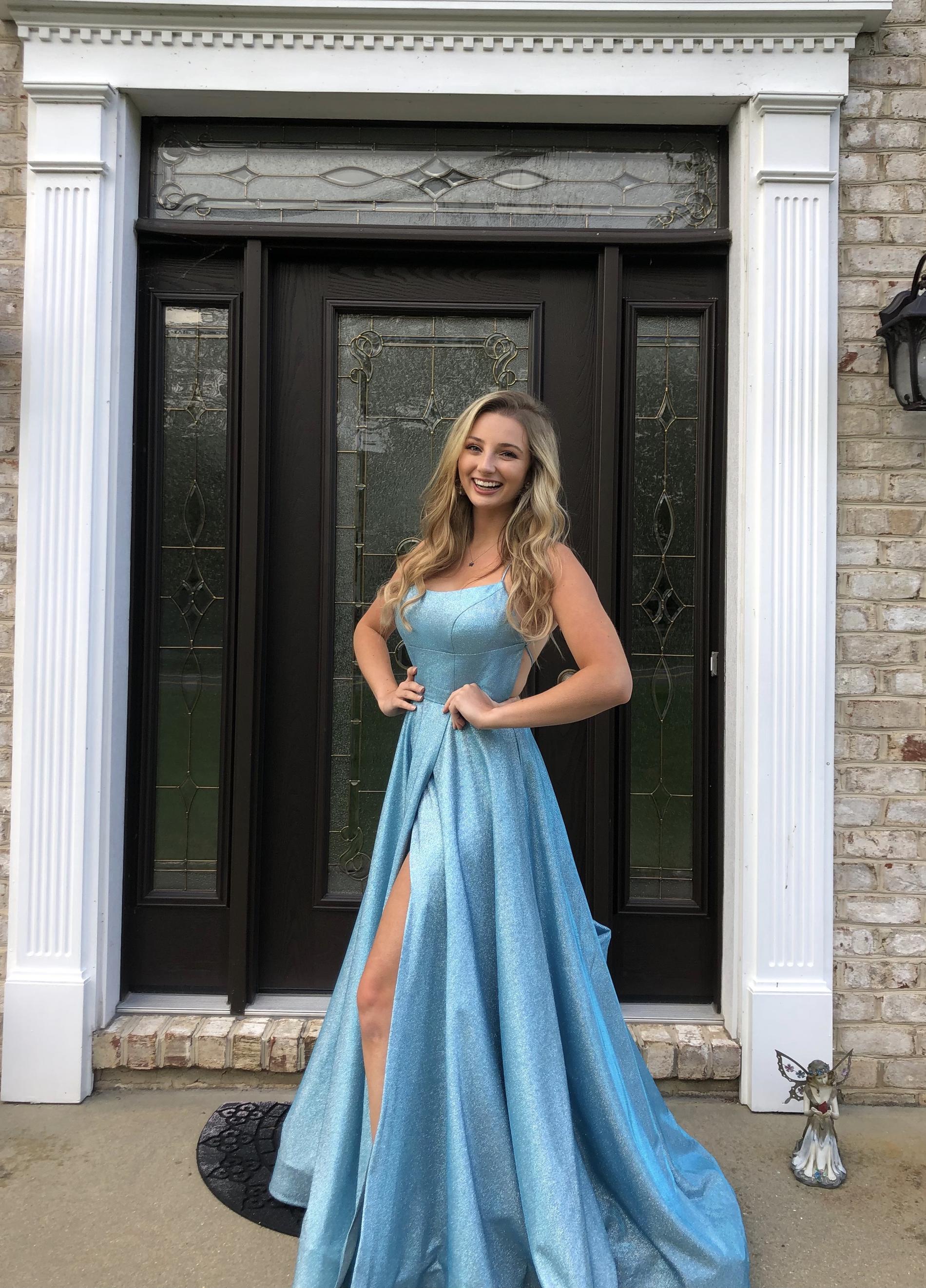 Sherri Hill Blue Size 2 Corset Side Slit Medium Height Ball gown on Queenly