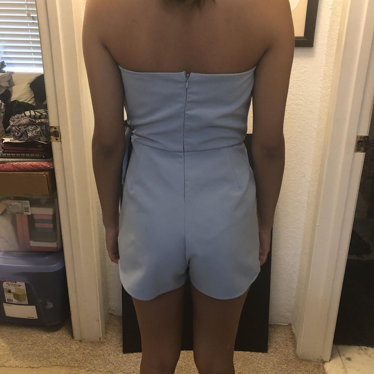 Size 4 Wedding Guest Light Blue Formal Jumpsuit on Queenly