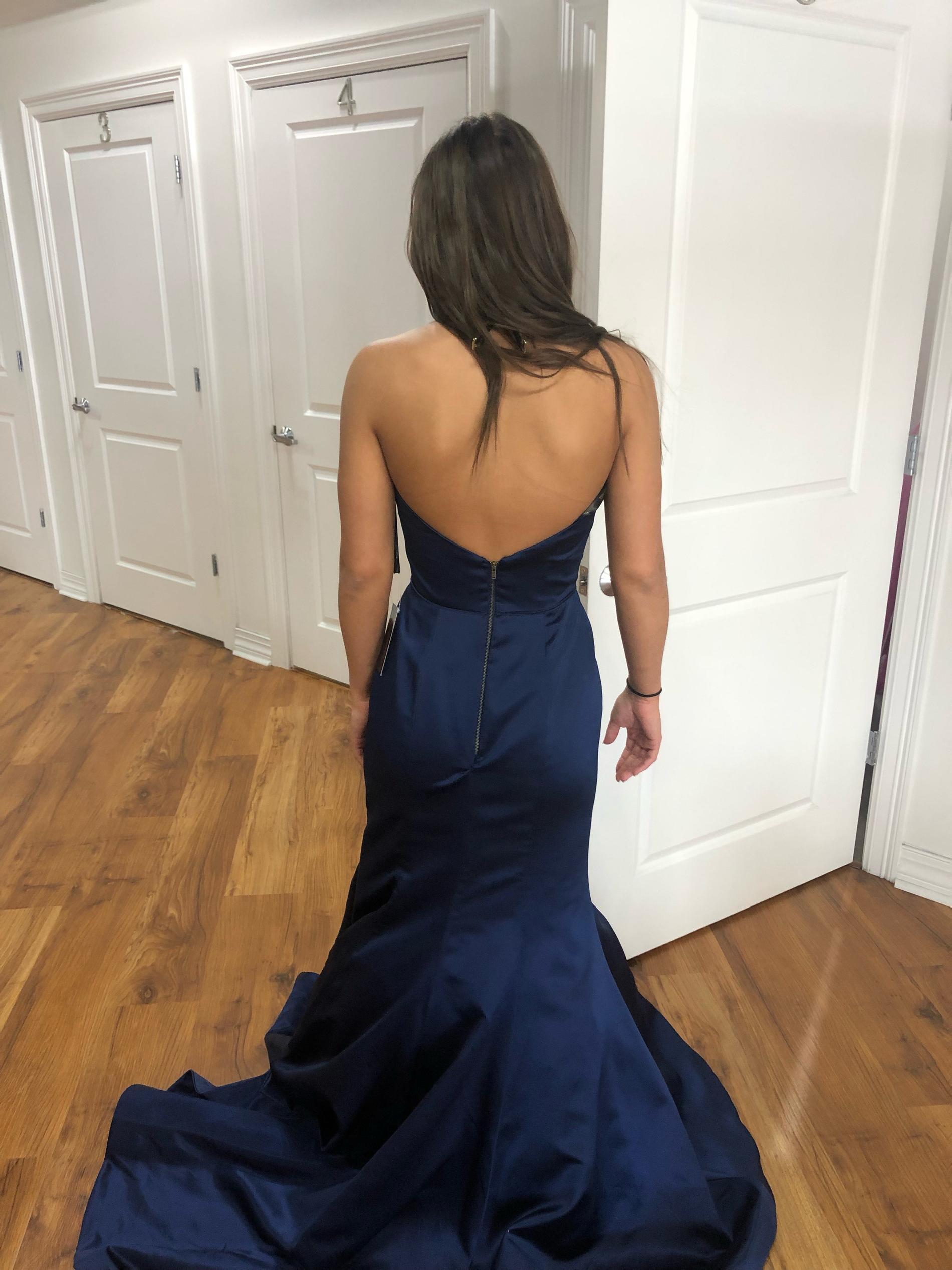 Sherri Hill Size 4 Prom Plunge Royal Blue Mermaid Dress on Queenly