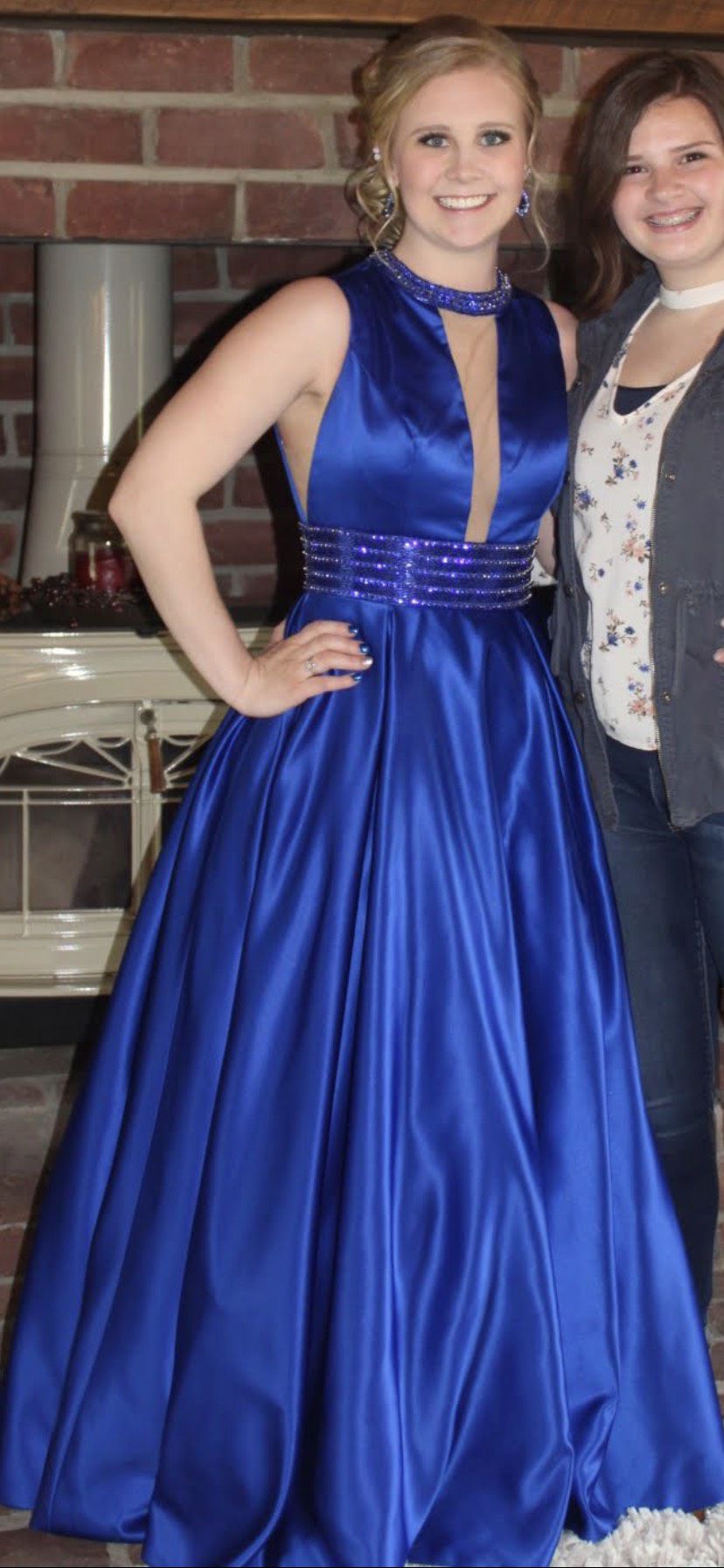 Size 6 Prom Satin Royal Blue Ball Gown on Queenly