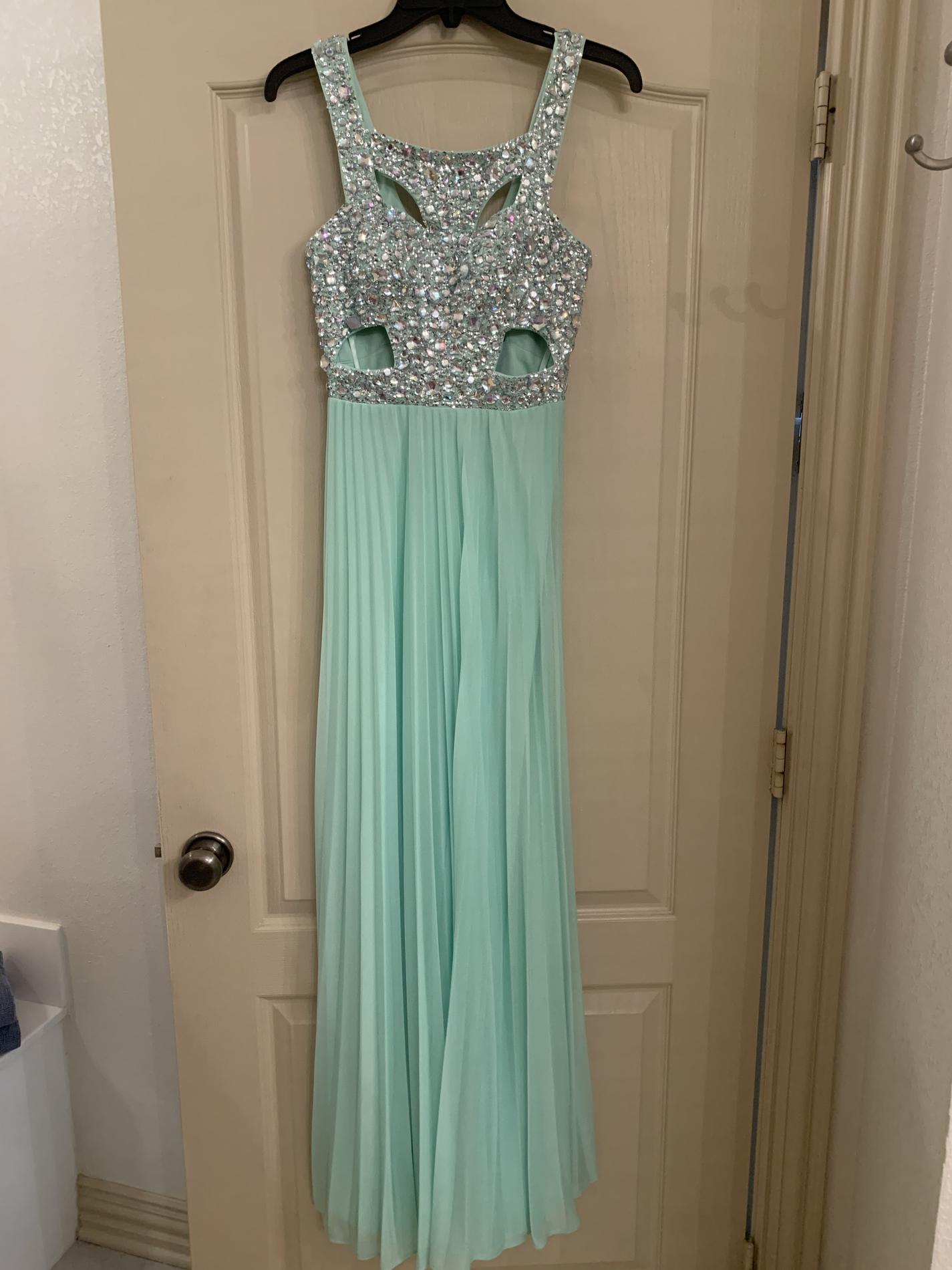Size 0 Prom Sequined Light Blue Floor Length Maxi on Queenly