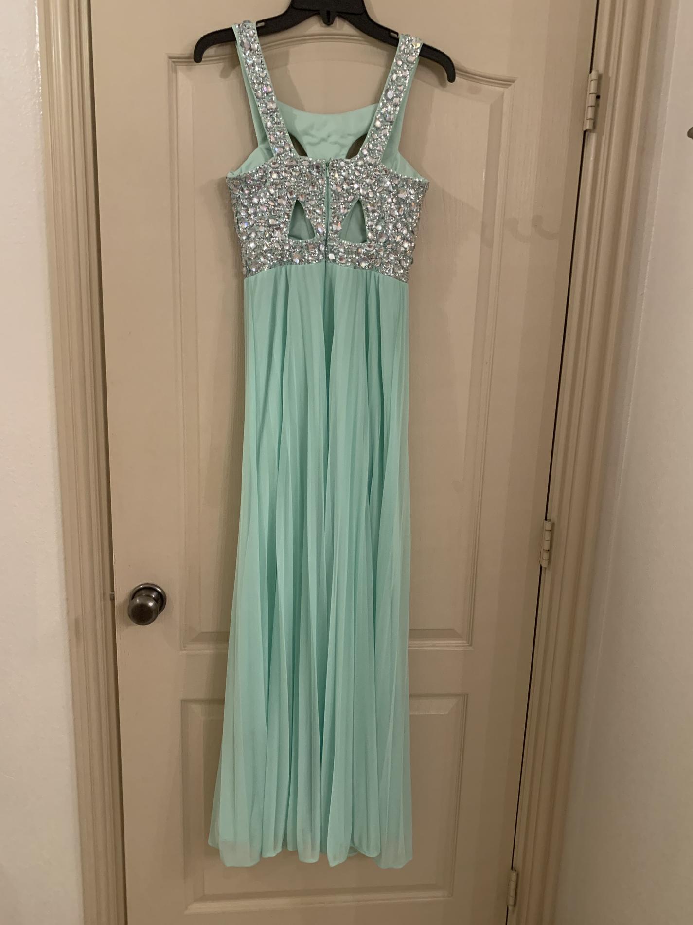 Size 0 Prom Sequined Light Blue Floor Length Maxi on Queenly