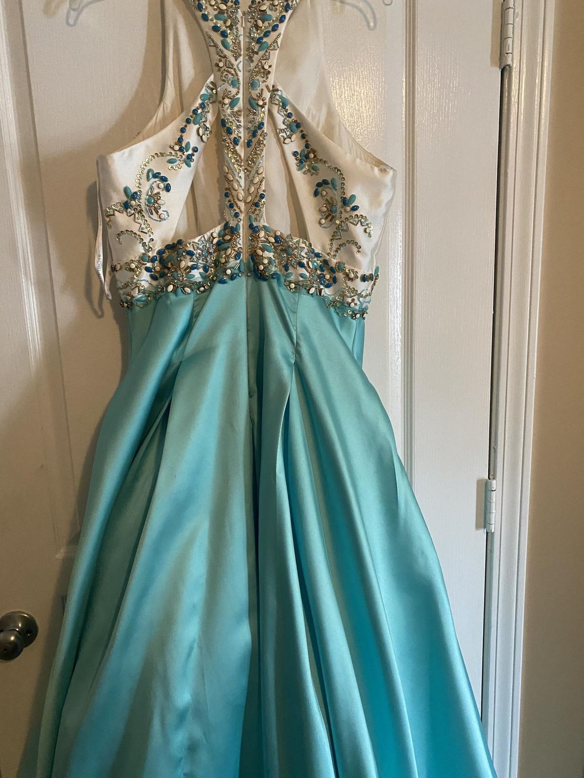 Rachel Allan Plus Size 16 Prom Halter Light Blue Ball Gown on Queenly