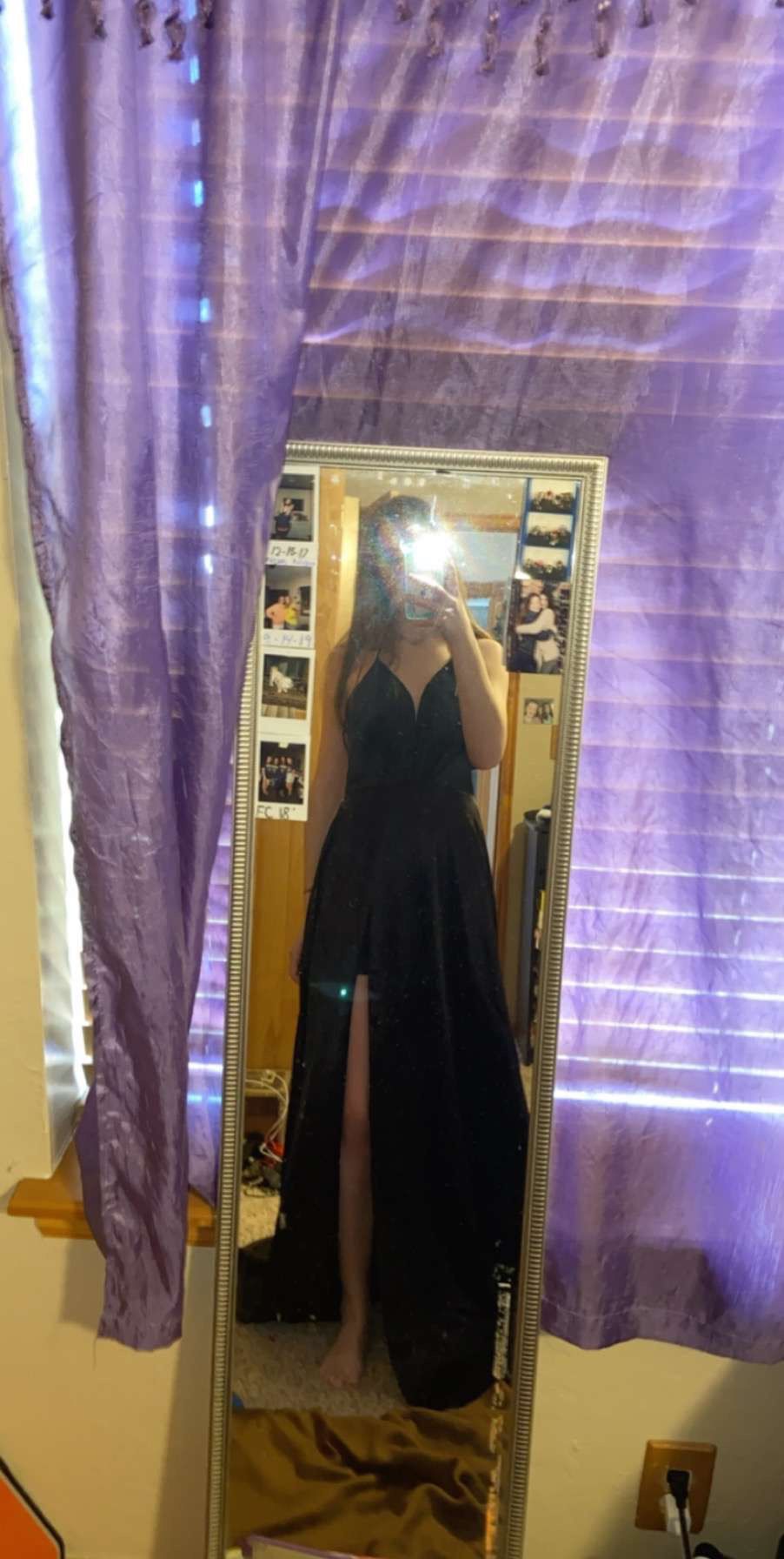 Size 8 Prom Plunge Black Dress With Train on Queenly