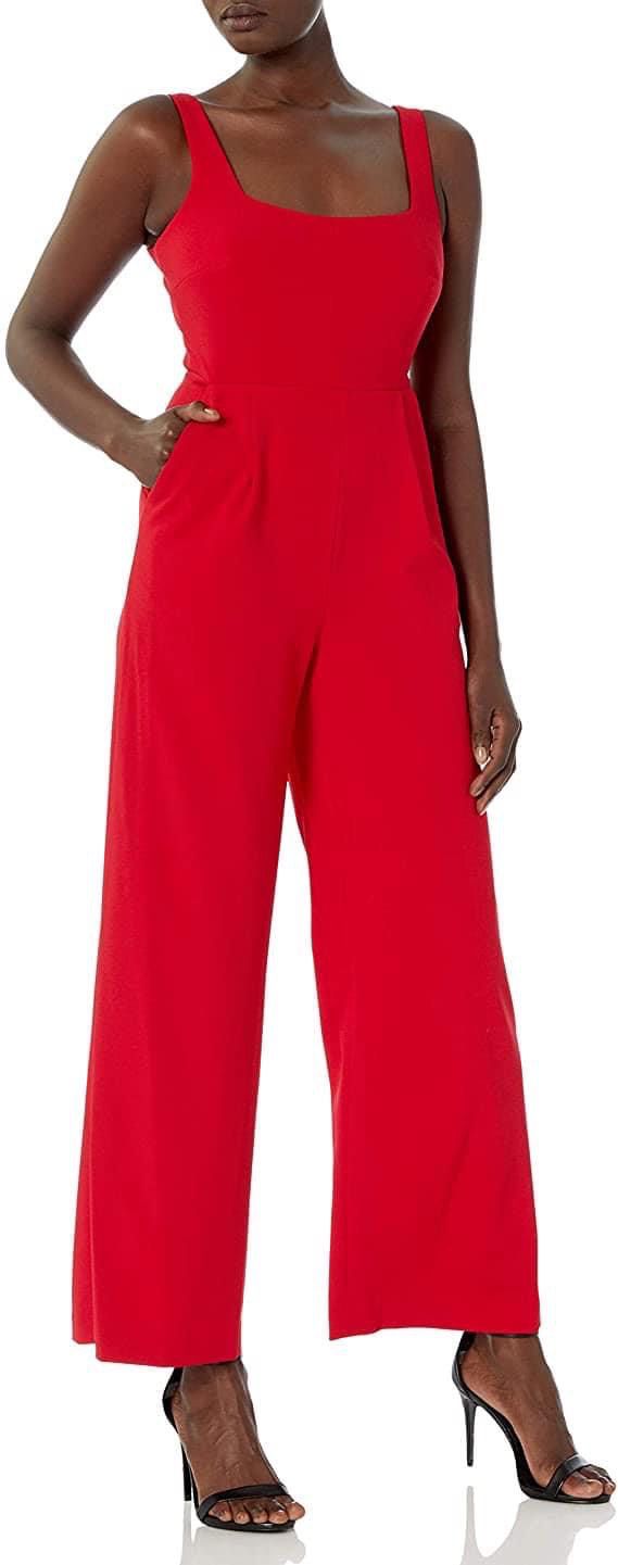 Calvin Klein Size 4 Pageant Interview Red Formal Jumpsuit on Queenly