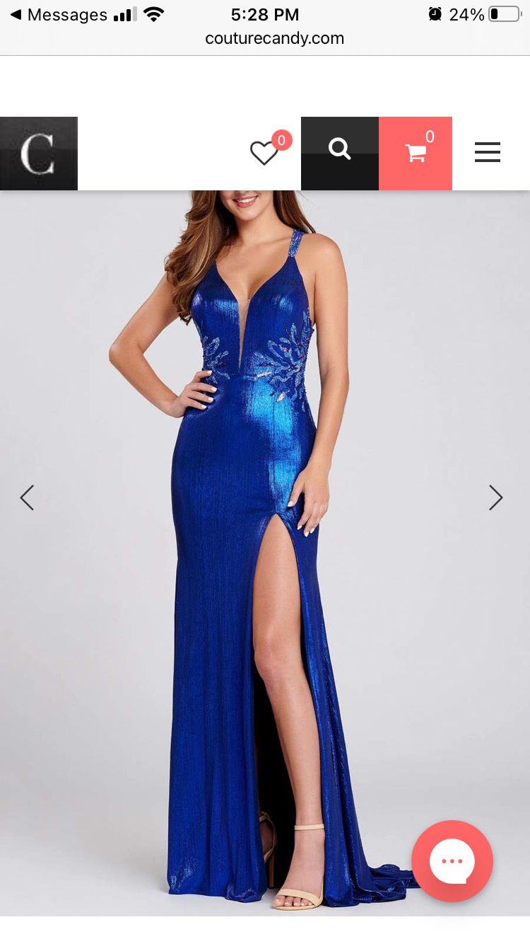 Size 8 Prom Plunge Royal Blue Floor Length Maxi on Queenly