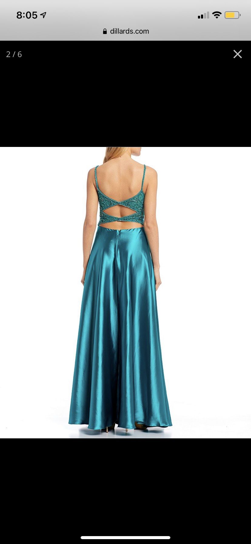 Size 8 Prom Plunge Satin Green A-line Dress on Queenly
