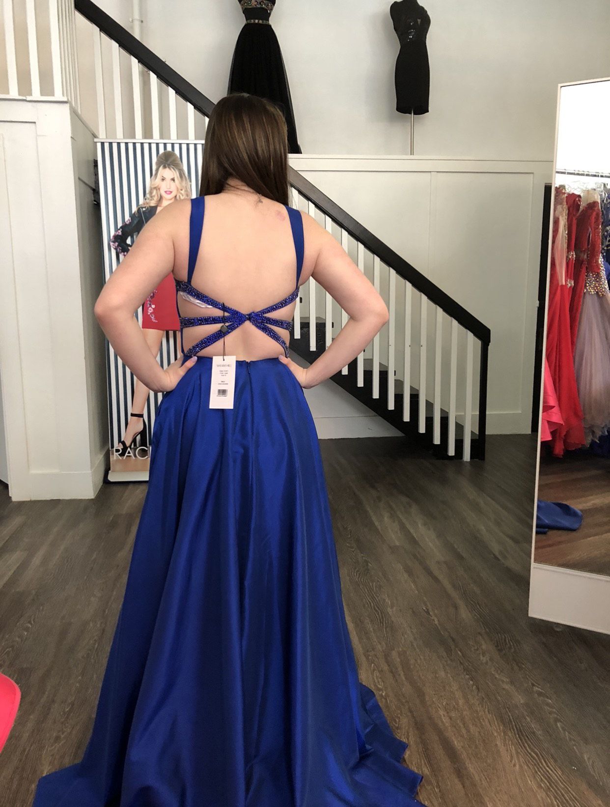 Size 6 Navy Blue Side Slit Dress on Queenly