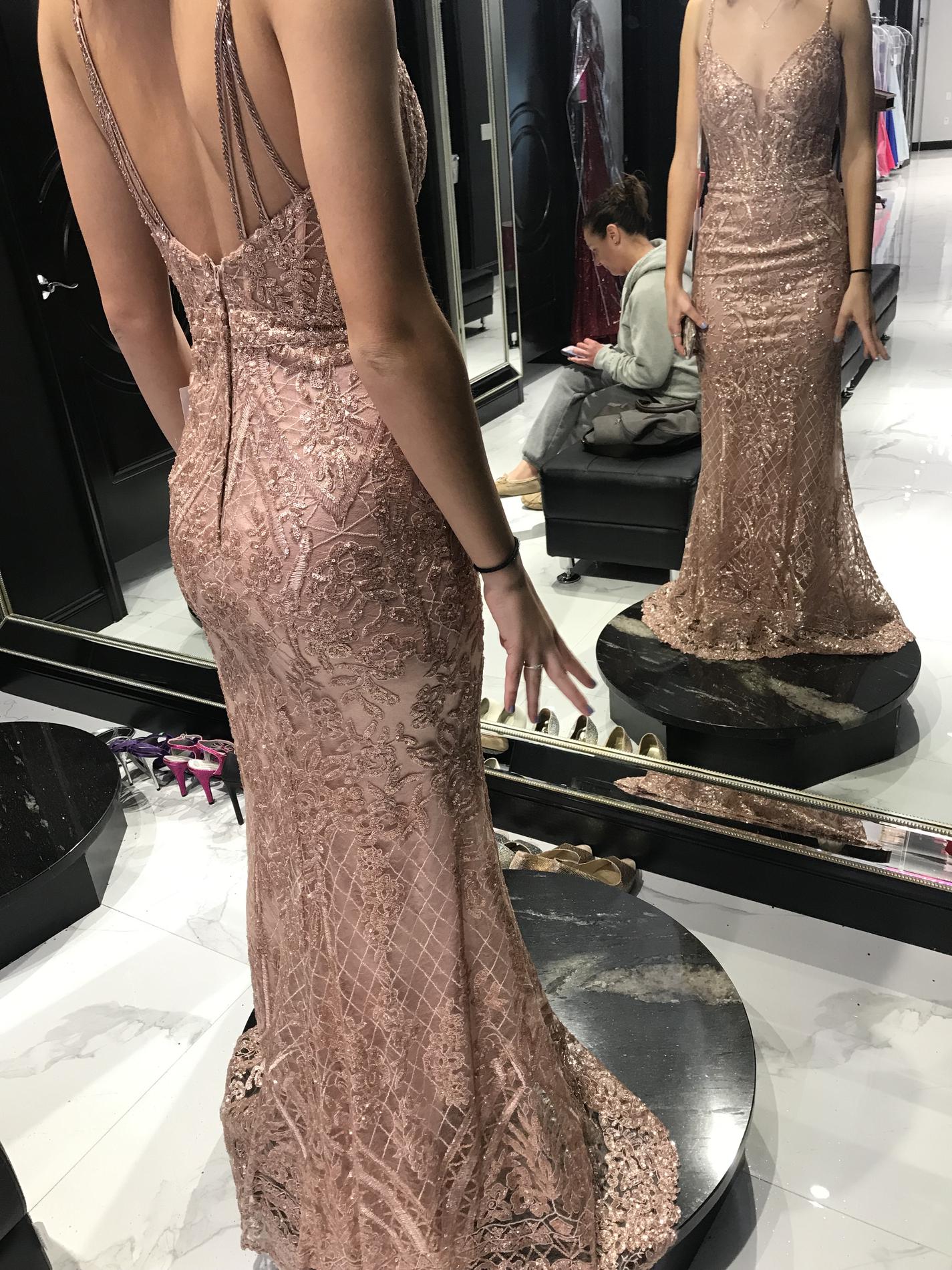 Size 0 Prom Rose Gold Floor Length Maxi on Queenly