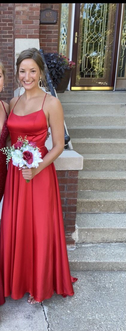 Sherri Hill Size 6 Prom Red Side Slit Dress on Queenly