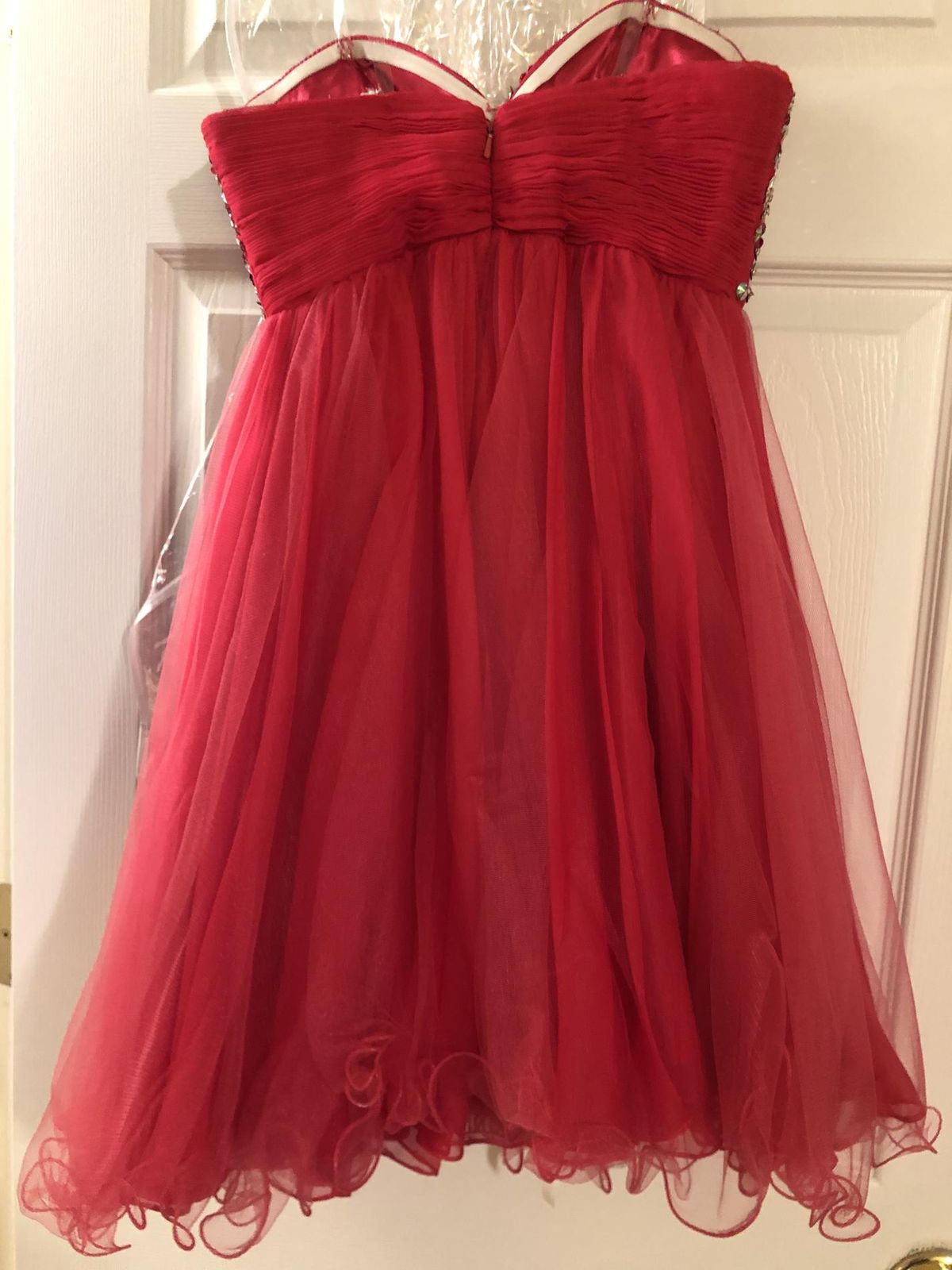 Size 2 Homecoming Strapless Sequined Hot Pink A-line Dress on Queenly