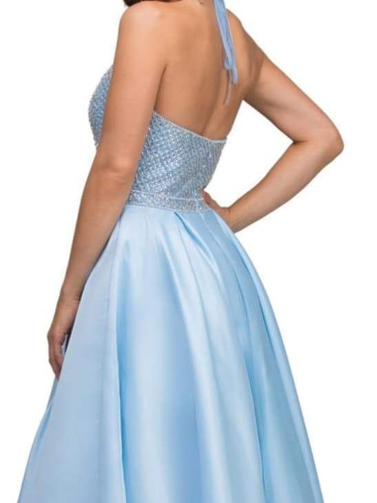 Abby Paris Size 14 Prom Halter Light Blue A-line Dress on Queenly