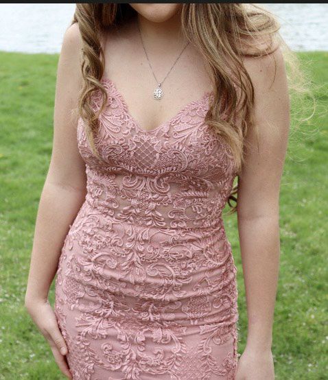Size 0 Prom Floral Light Pink Mermaid Dress on Queenly