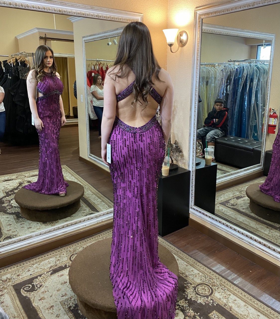 Sherri Hill Size 4 Prom Sequined Purple Floor Length Maxi on Queenly