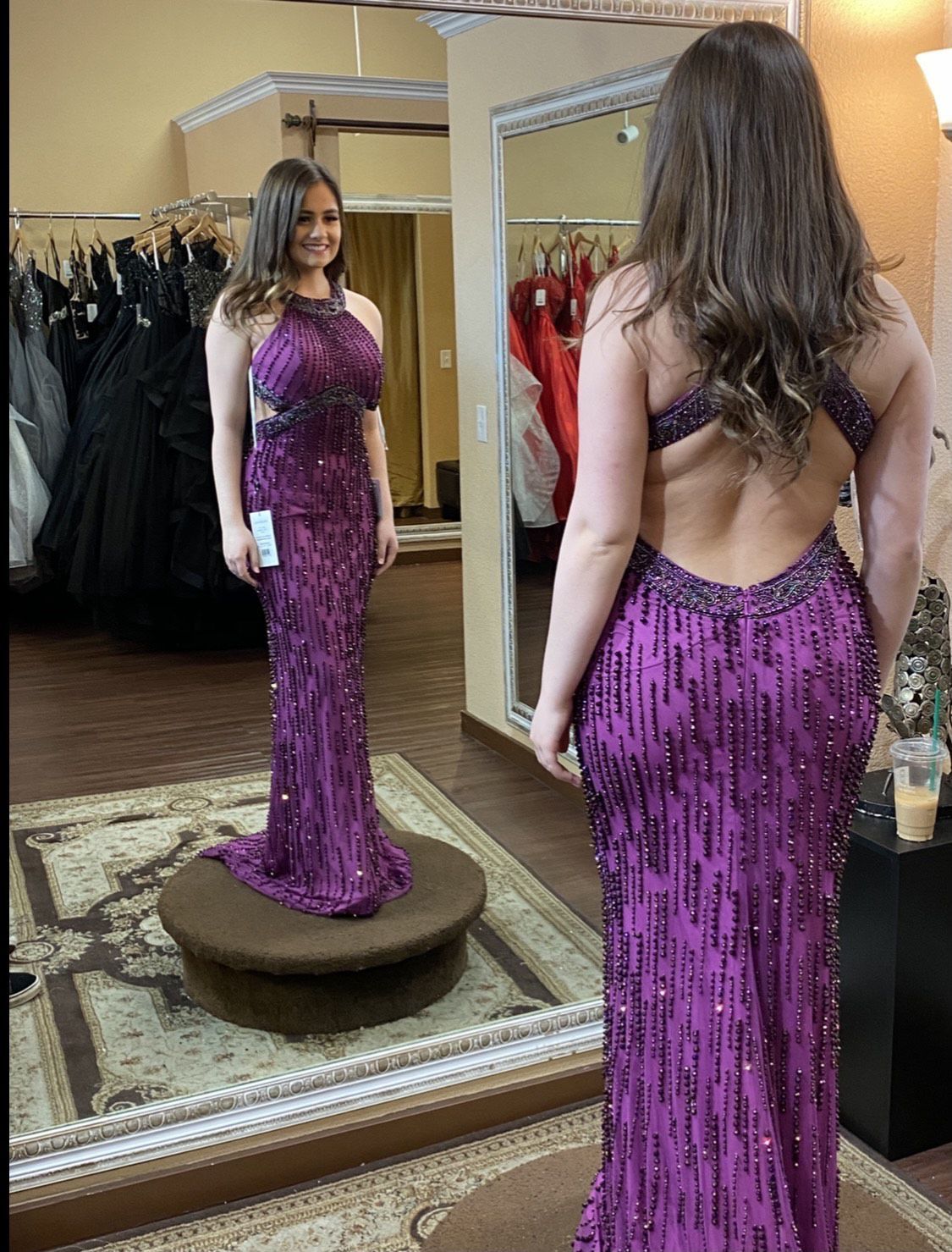 Sherri Hill Size 4 Prom Sequined Purple Floor Length Maxi on Queenly