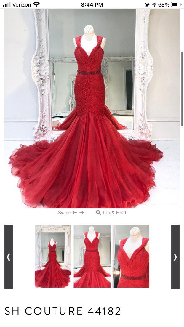 Sherri Hill Size 0 Prom Off The Shoulder Red Mermaid Dress on Queenly