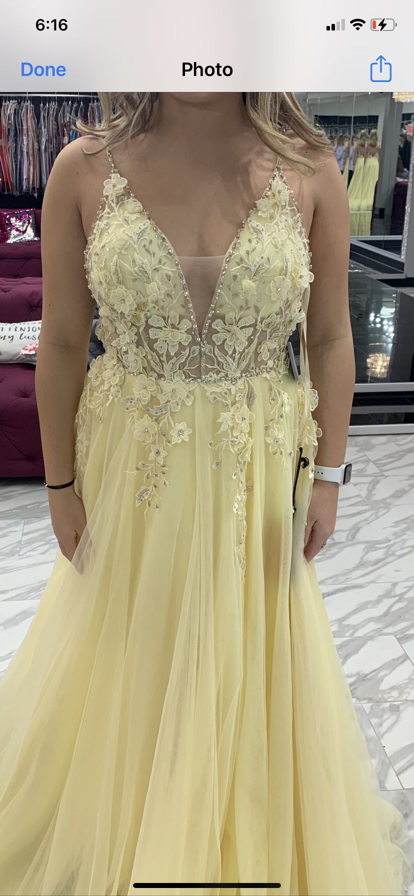 mac duggal yellow dress