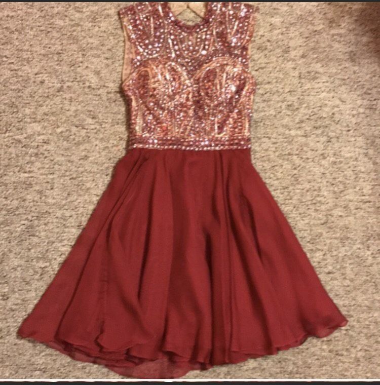 Size 2 Homecoming High Neck Sequined Hot Pink Cocktail Dress on Queenly