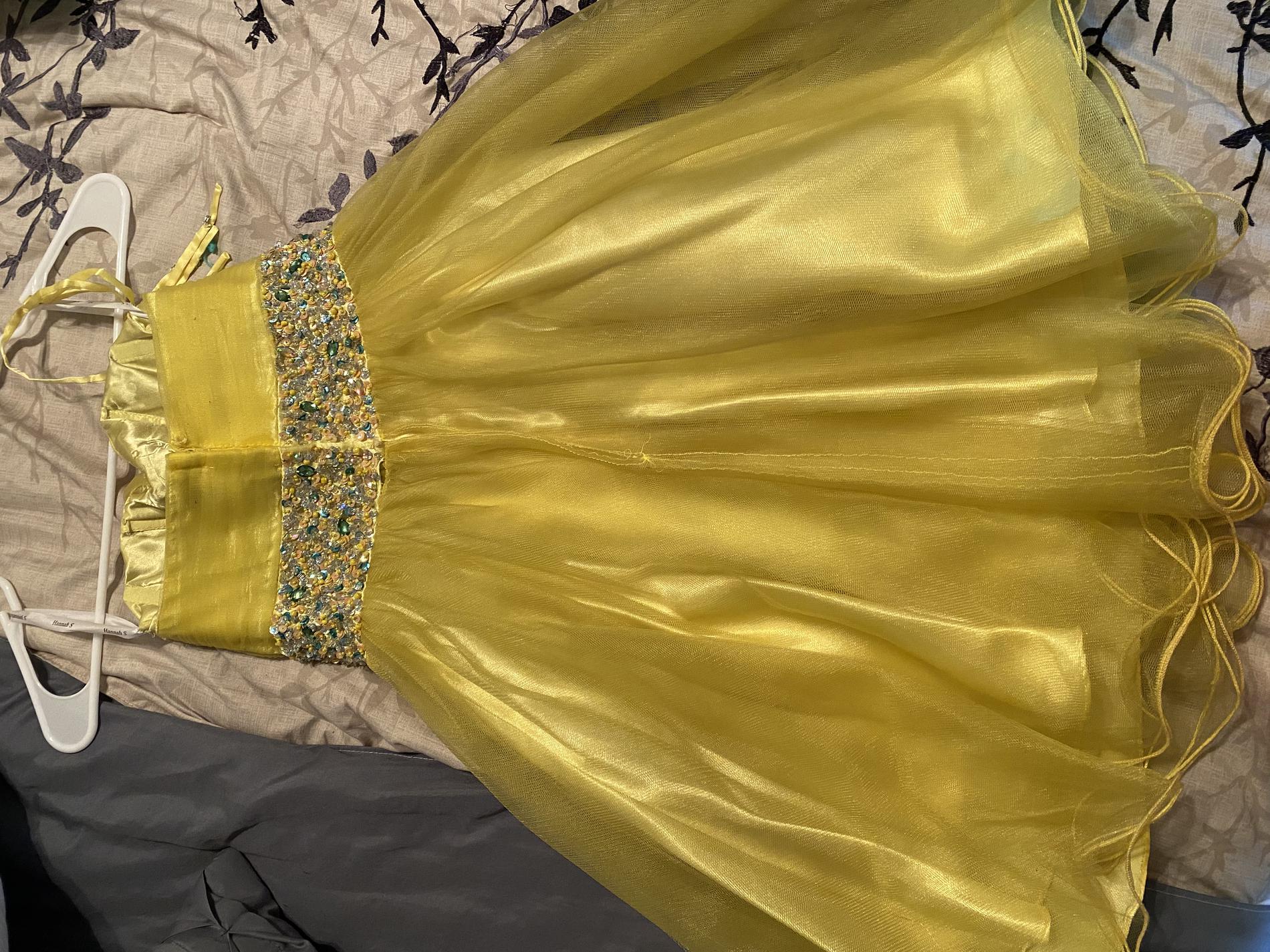 Hannah S Size 4 Homecoming Strapless Yellow Cocktail Dress on Queenly