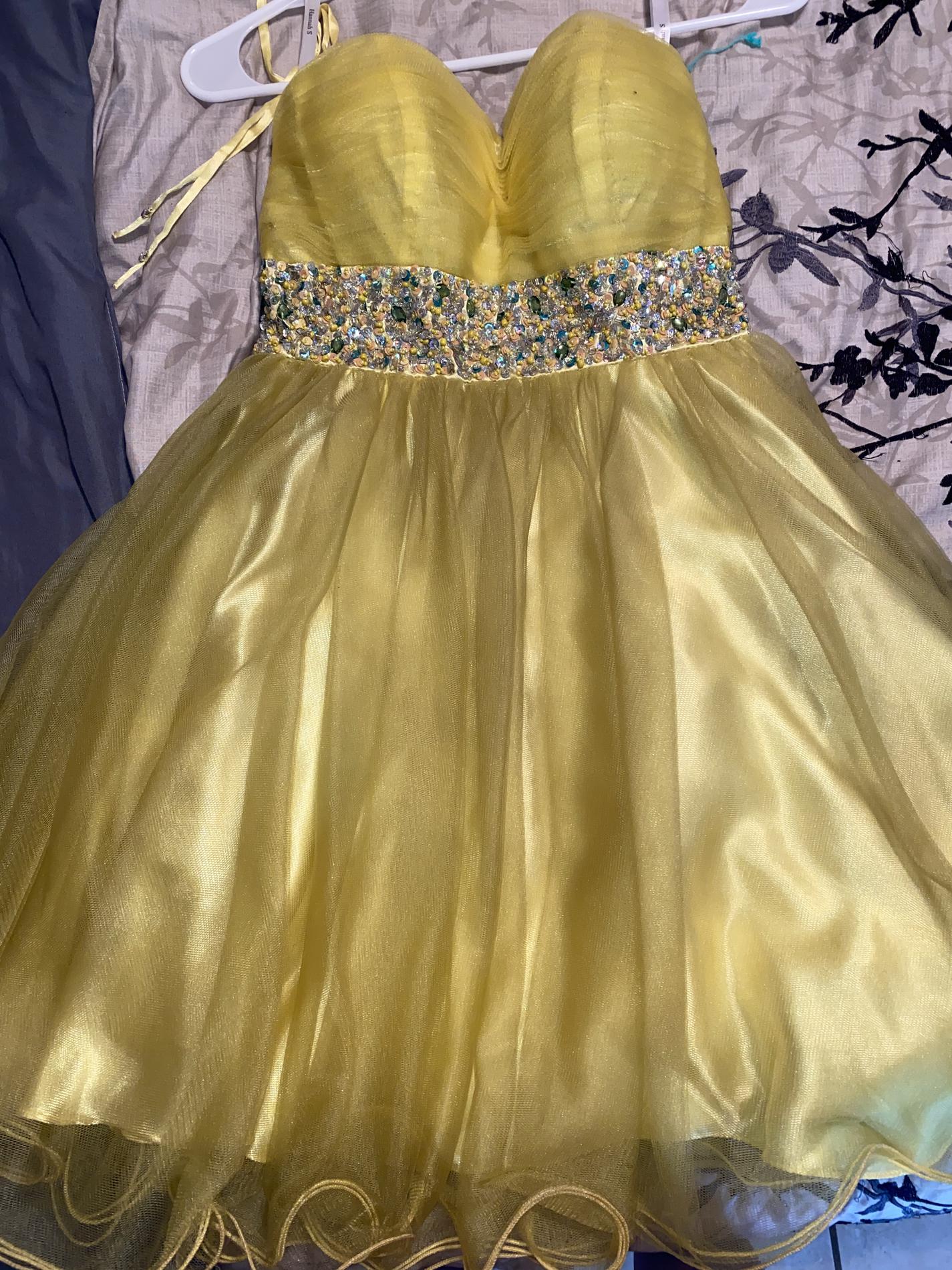 Hannah S Size 4 Homecoming Strapless Yellow Cocktail Dress on Queenly