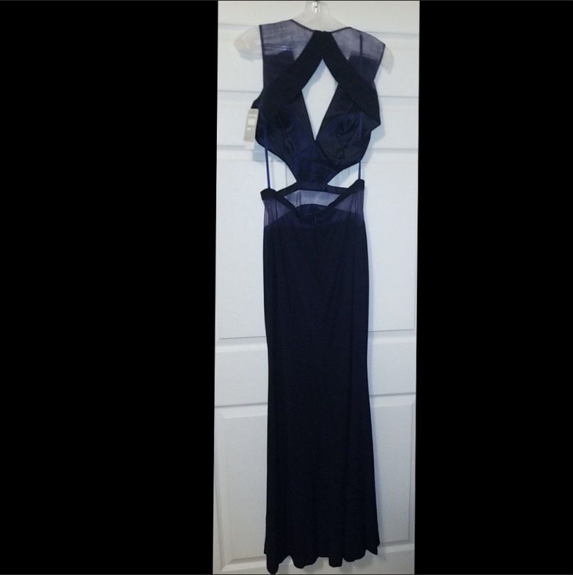 Temptation Couture Blue Size 10 Sorority Formal Jersey Wedding Guest Straight Dress on Queenly