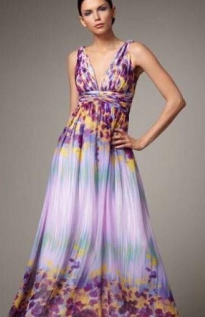 Size 12 Plunge Multicolor Ball Gown on Queenly