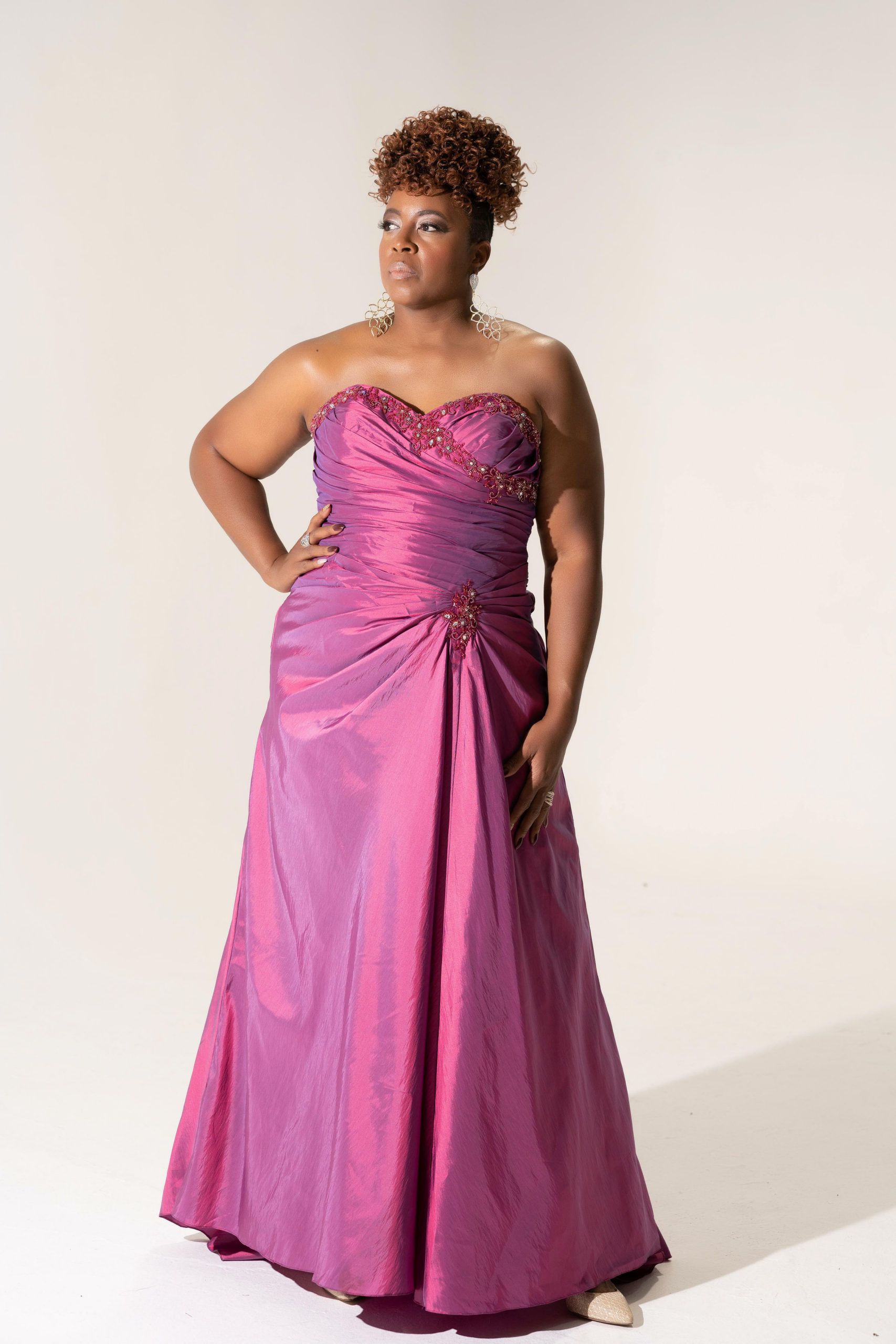 Plus Size 20 Prom Strapless Burgundy Pink A-line Dress on Queenly