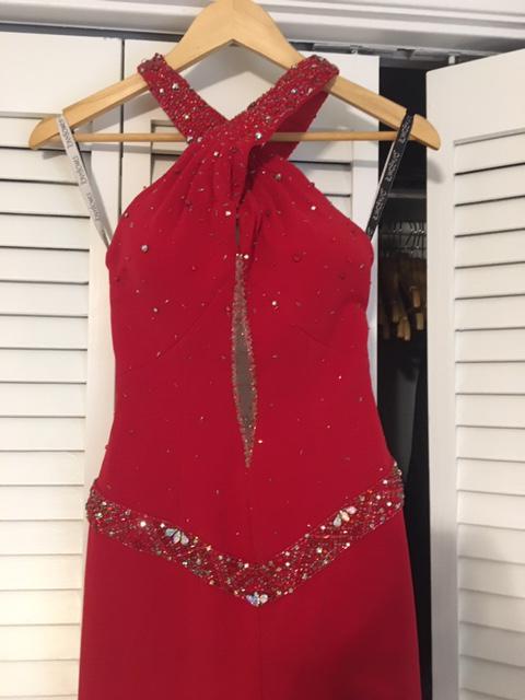 Style ? Tony Bowls Size 0 Pageant Red Dress With Train on Queenly